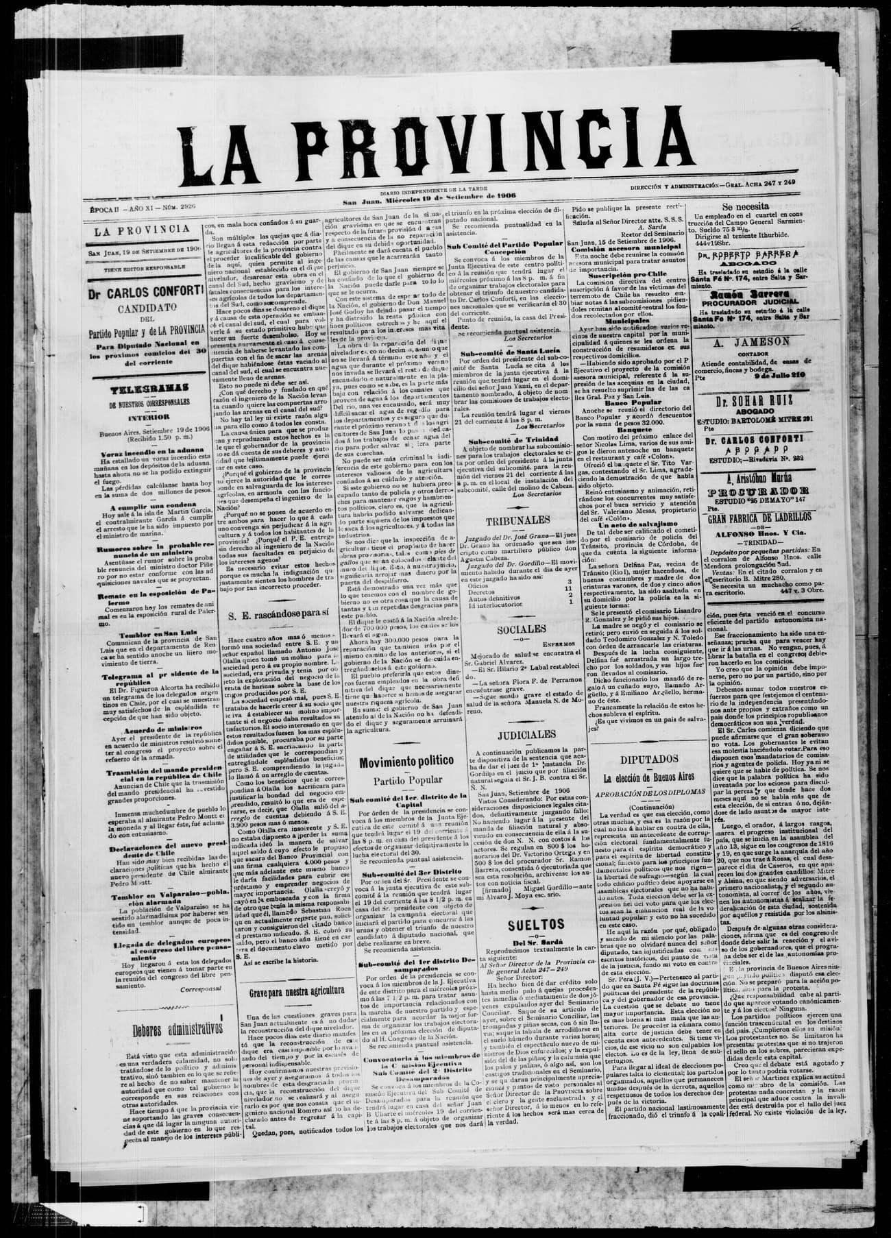 Portada · 19 de Septiembre de 1906
