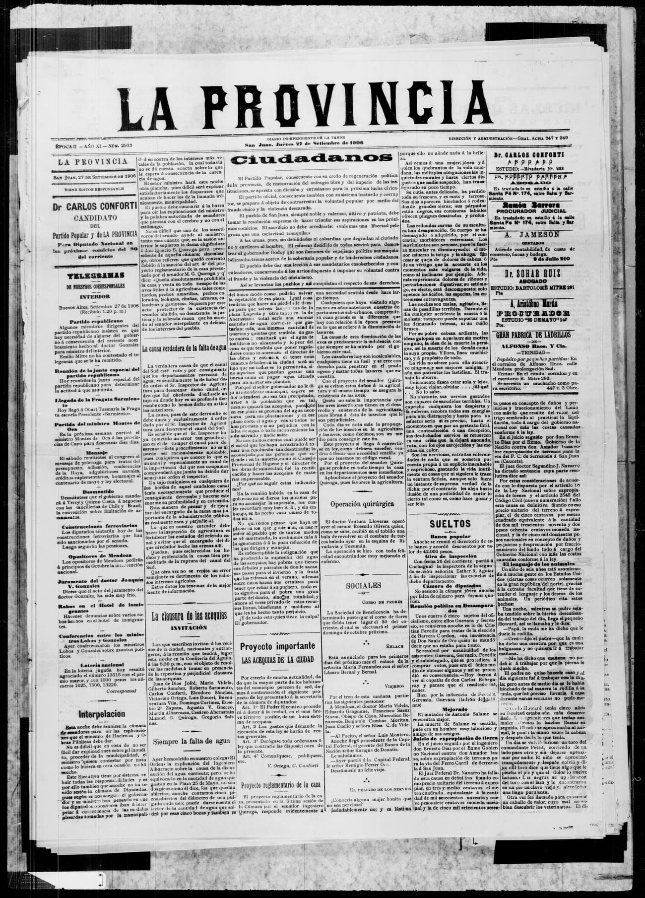 Portada · 27 de Septiembre de 1906