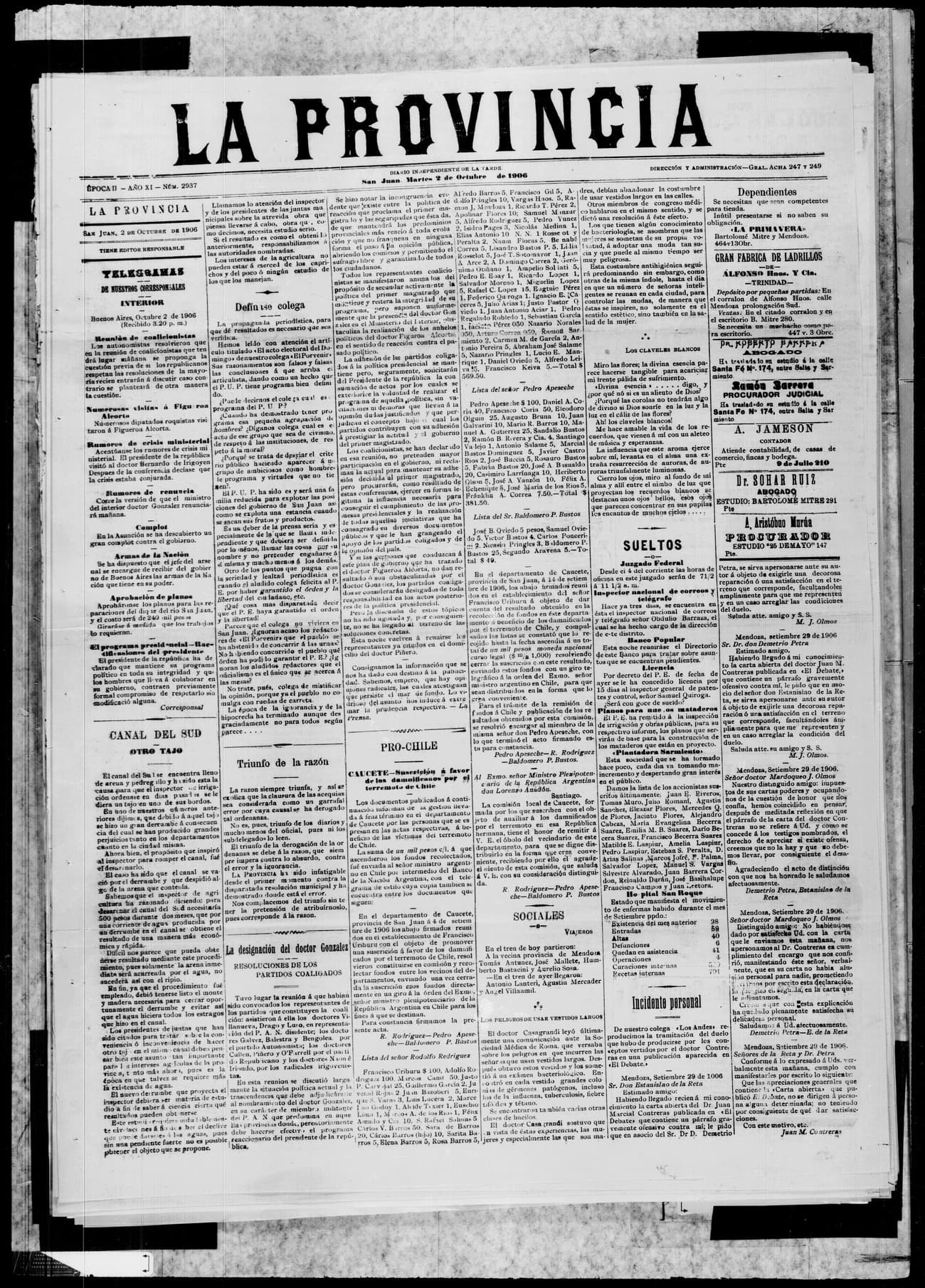Portada · 2 de Octubre de 1906