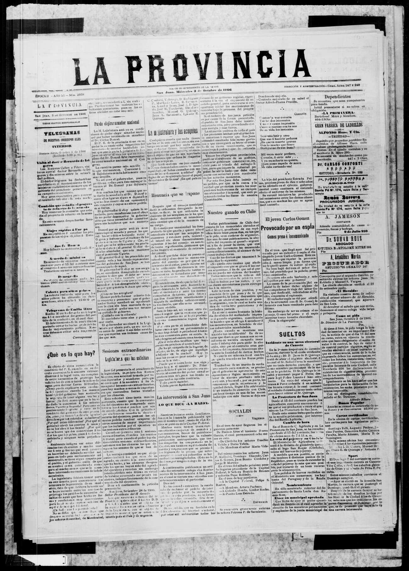 Portada · 3 de Octubre de 1906