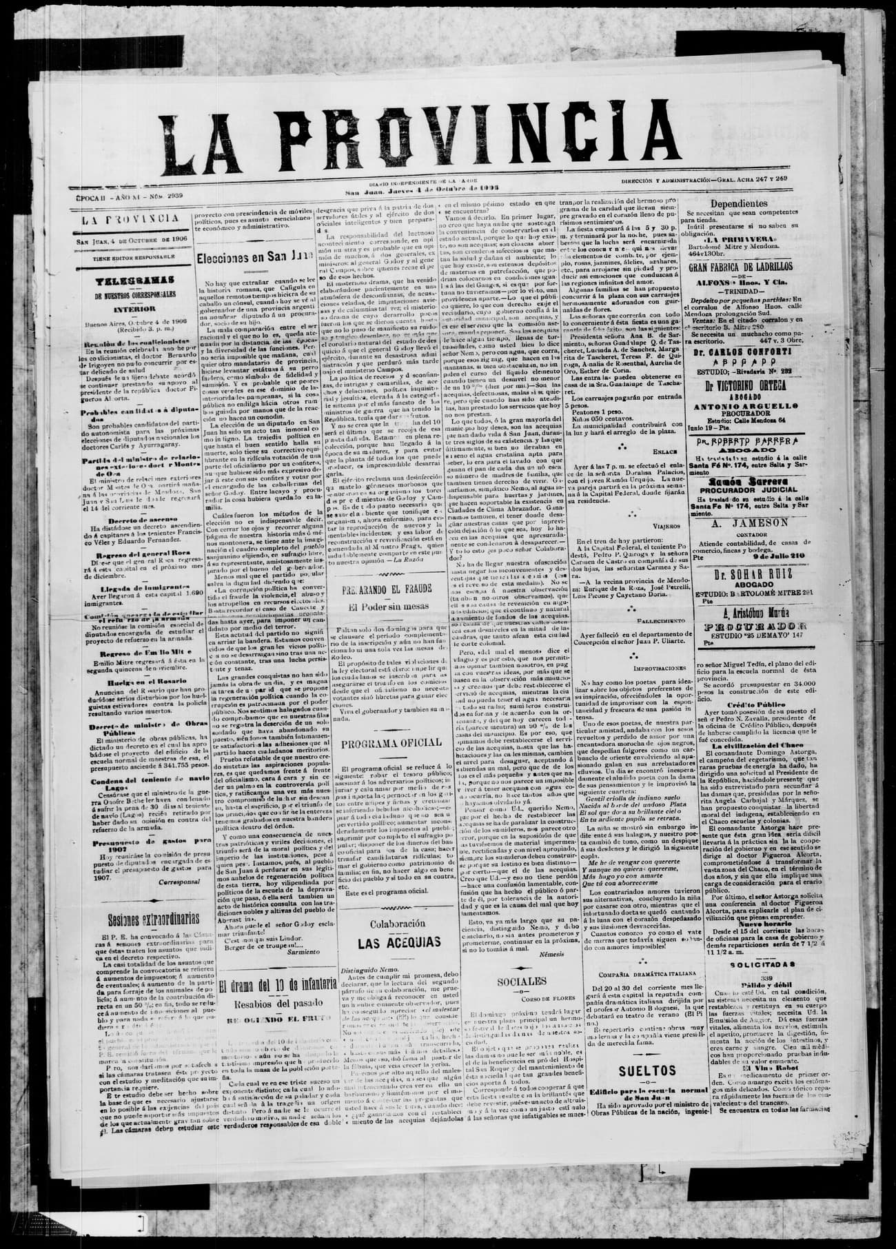 Portada · 4 de Octubre de 1906