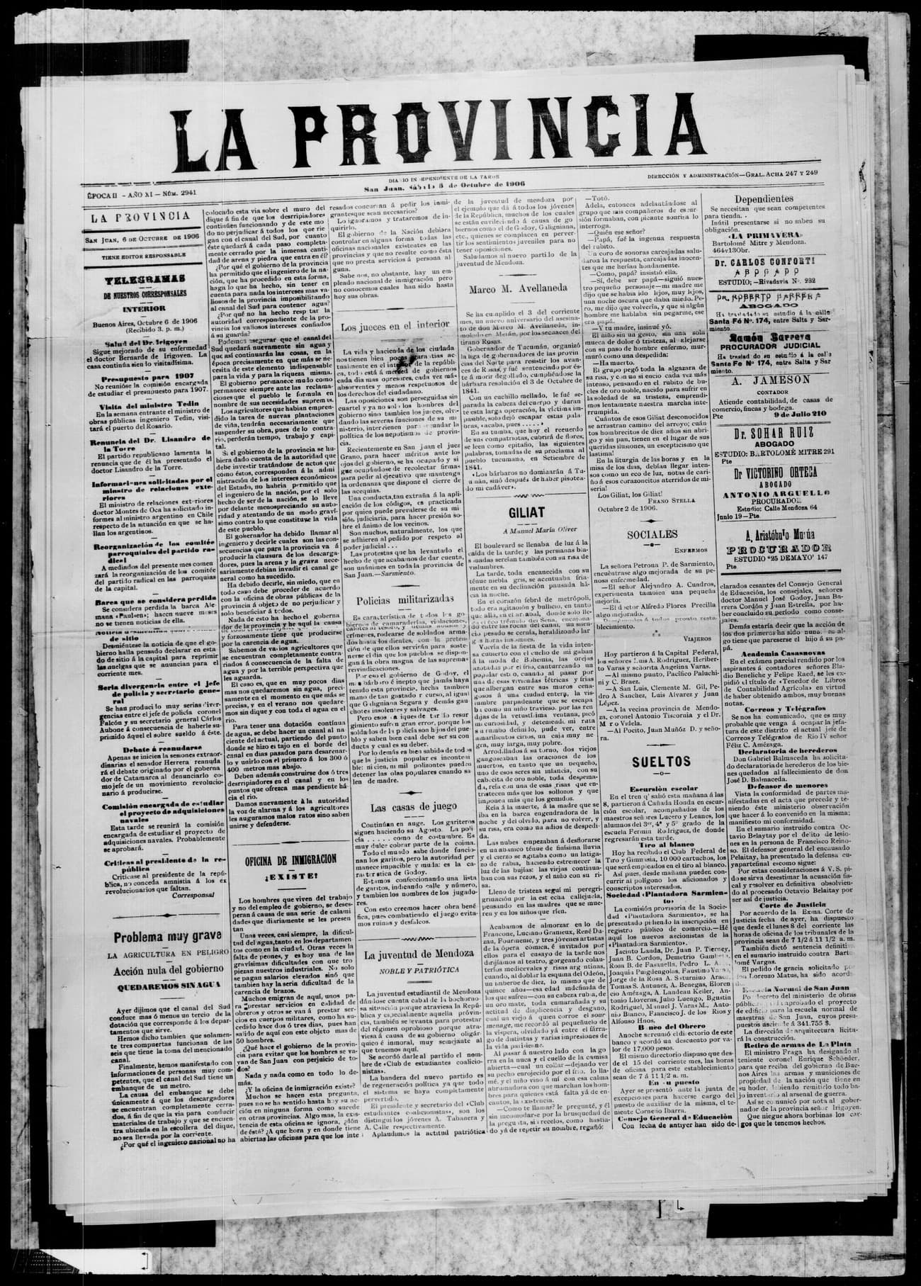 Portada · 6 de Octubre de 1906