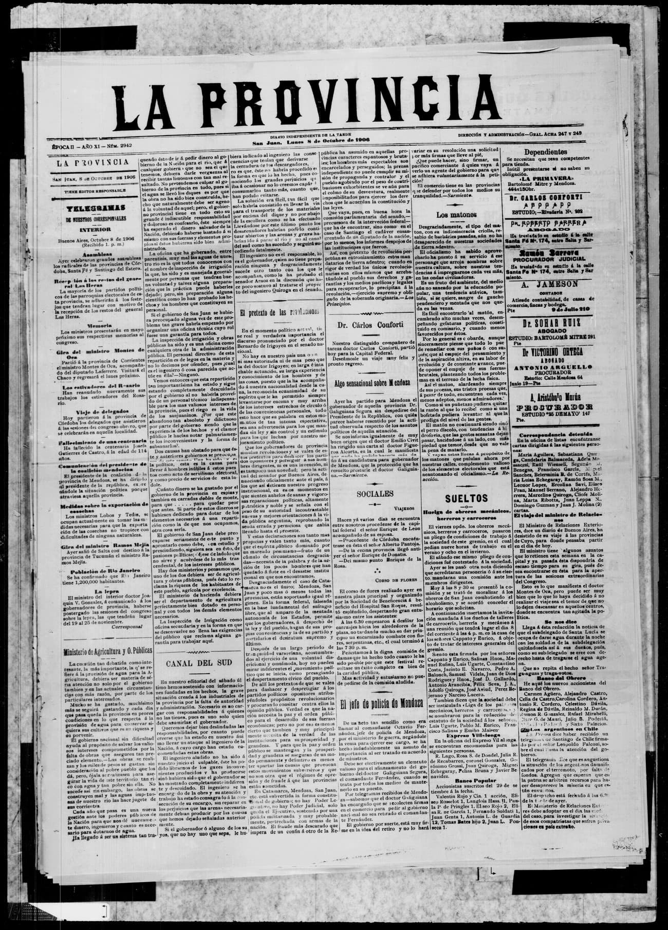 Portada · 8 de Octubre de 1906