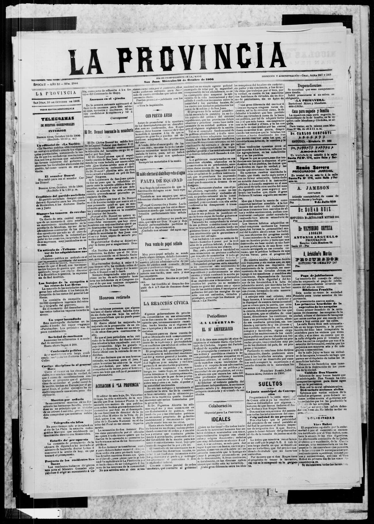 Portada · 10 de Octubre de 1906