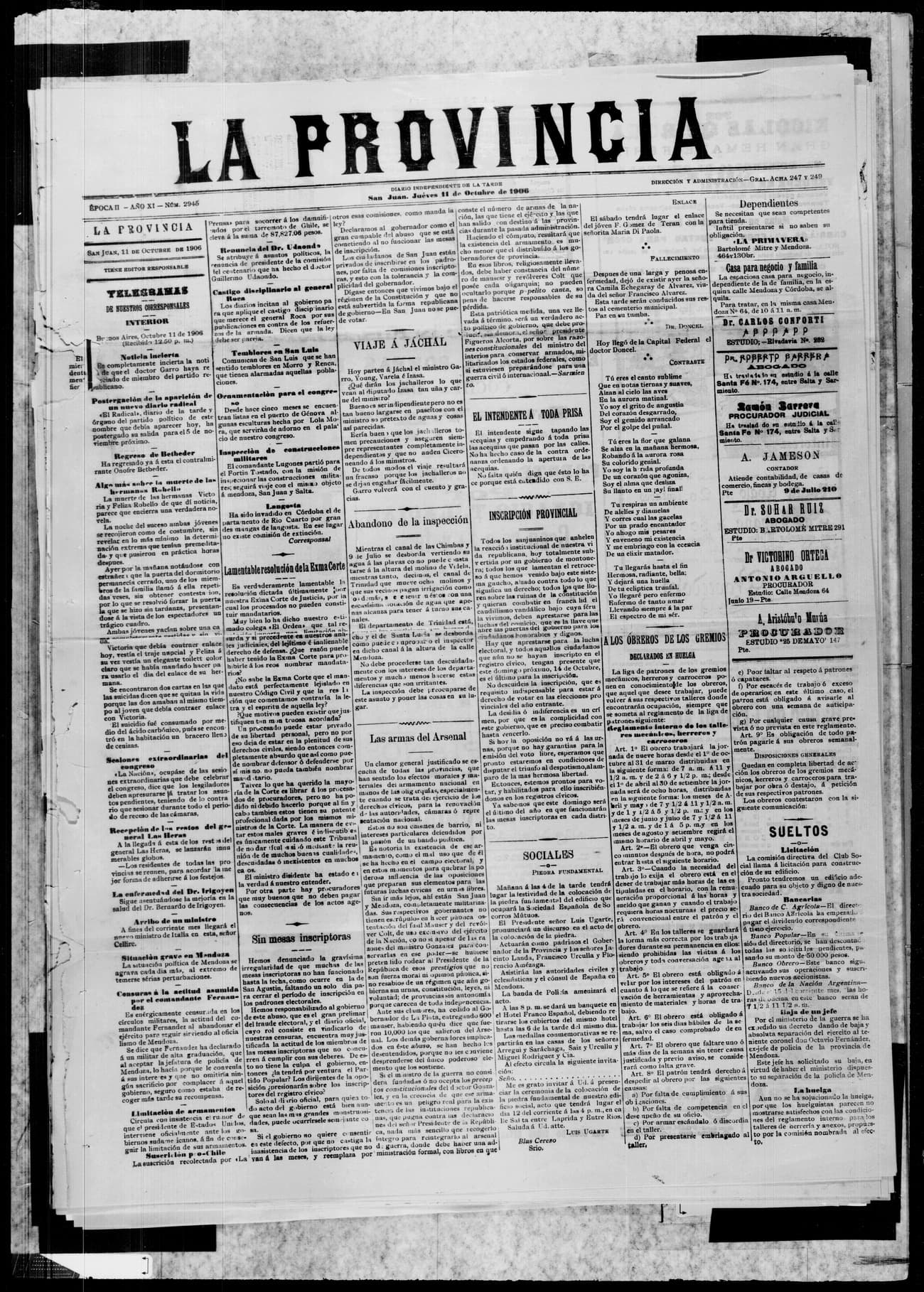 Portada · 11 de Octubre de 1906