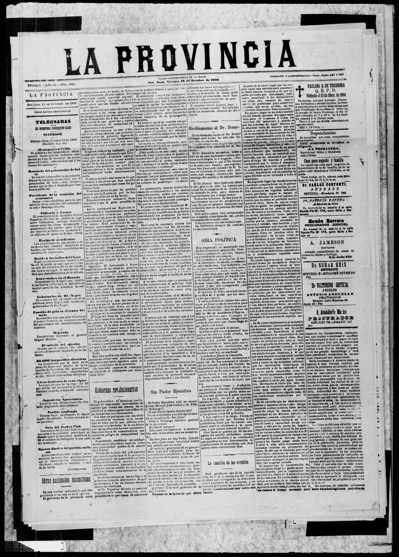 Portada · 12 de Octubre de 1906