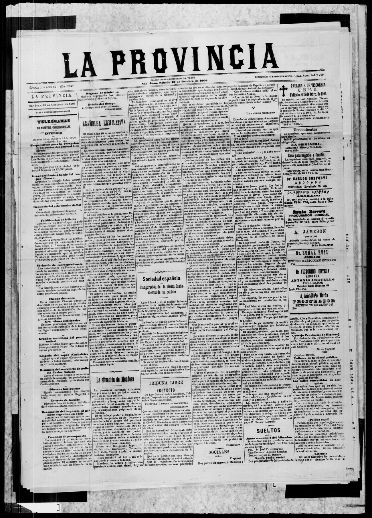 Portada · 13 de Octubre de 1906