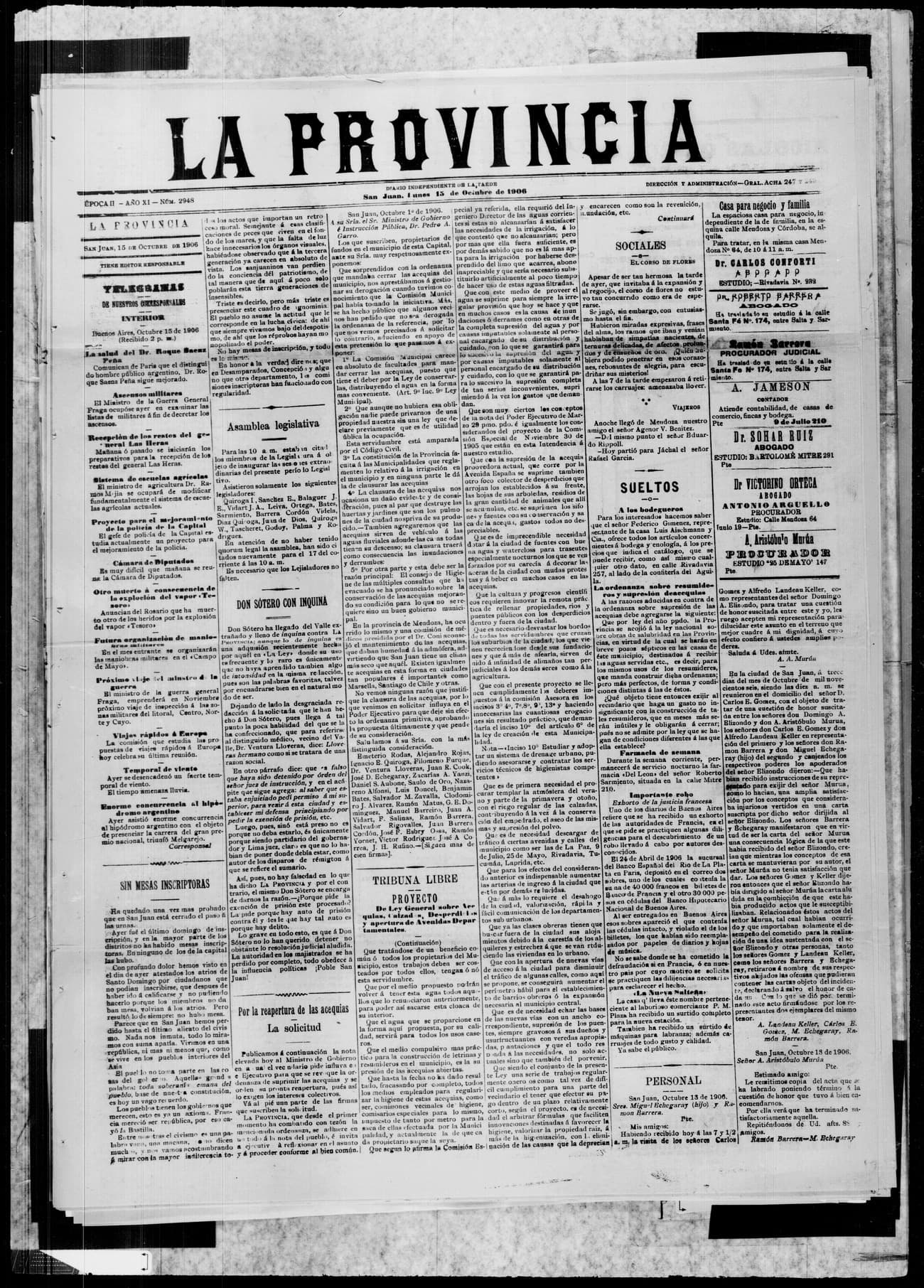 Portada · 15 de Octubre de 1906