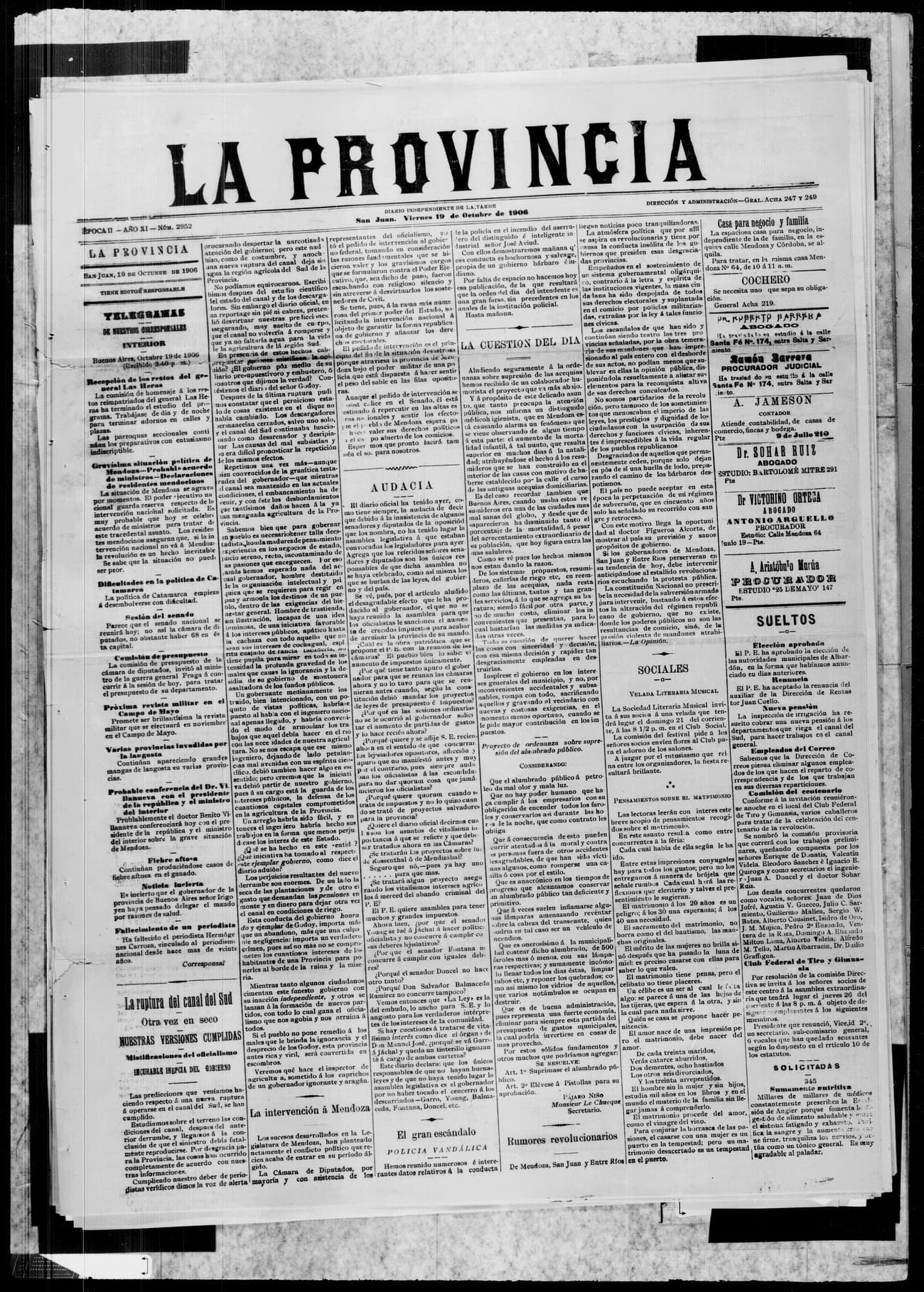 Portada · 19 de Octubre de 1906