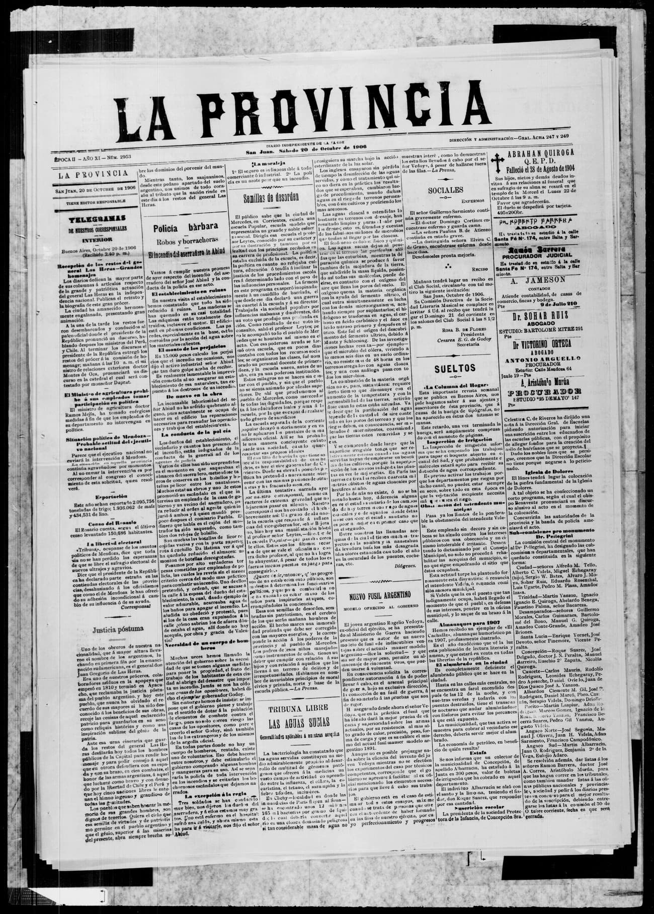 Portada · 20 de Octubre de 1906