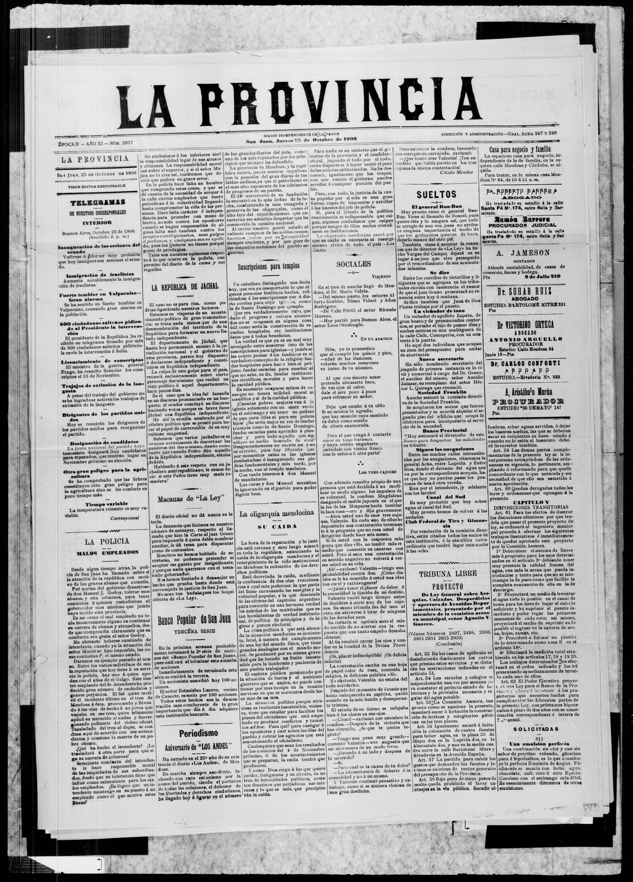 Portada · 25 de Octubre de 1906