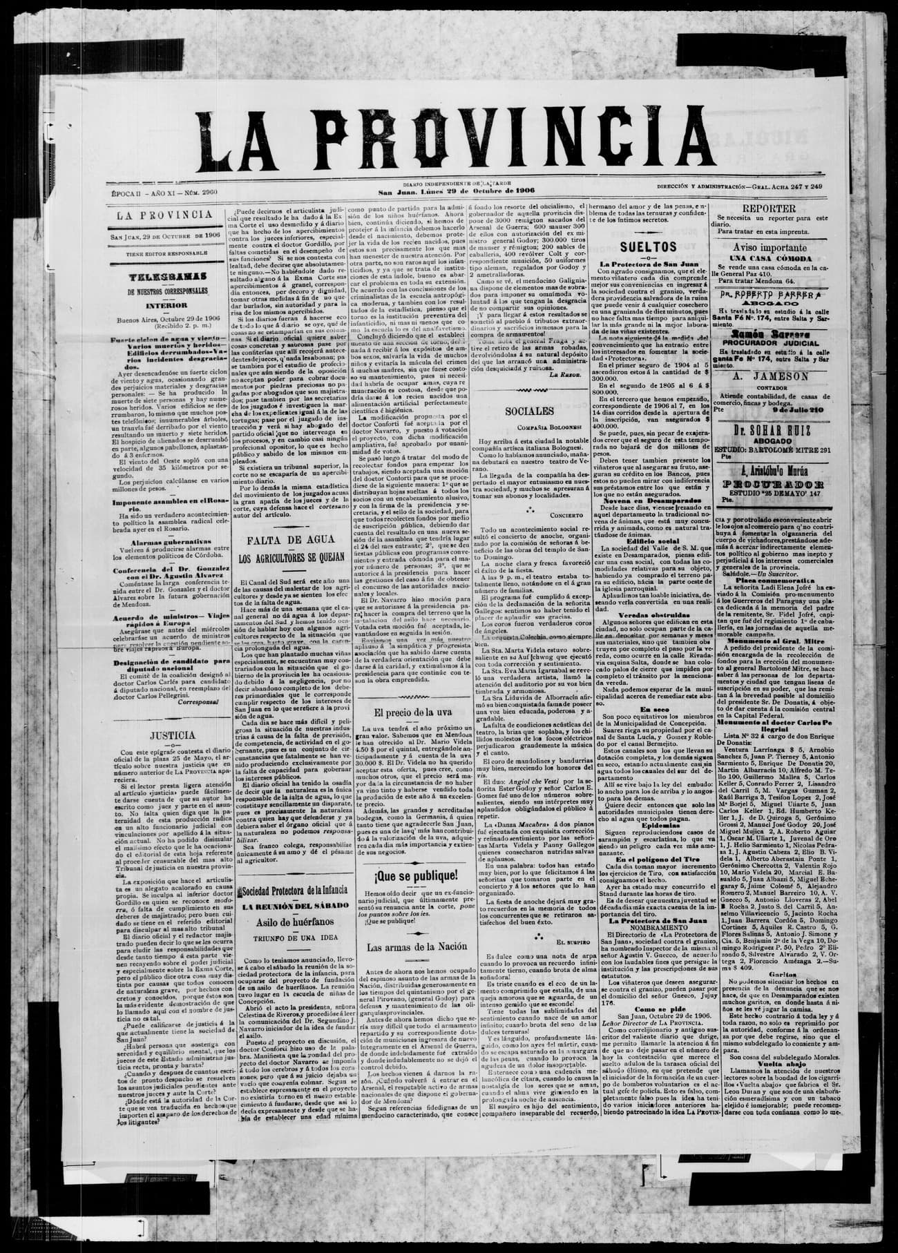 Portada · 29 de Octubre de 1906
