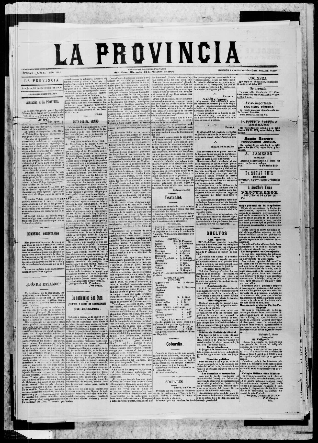 Portada · 31 de Octubre de 1906