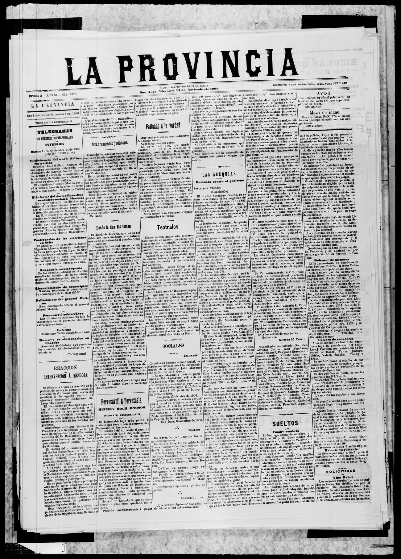 Portada · 14 de Noviembre de 1906