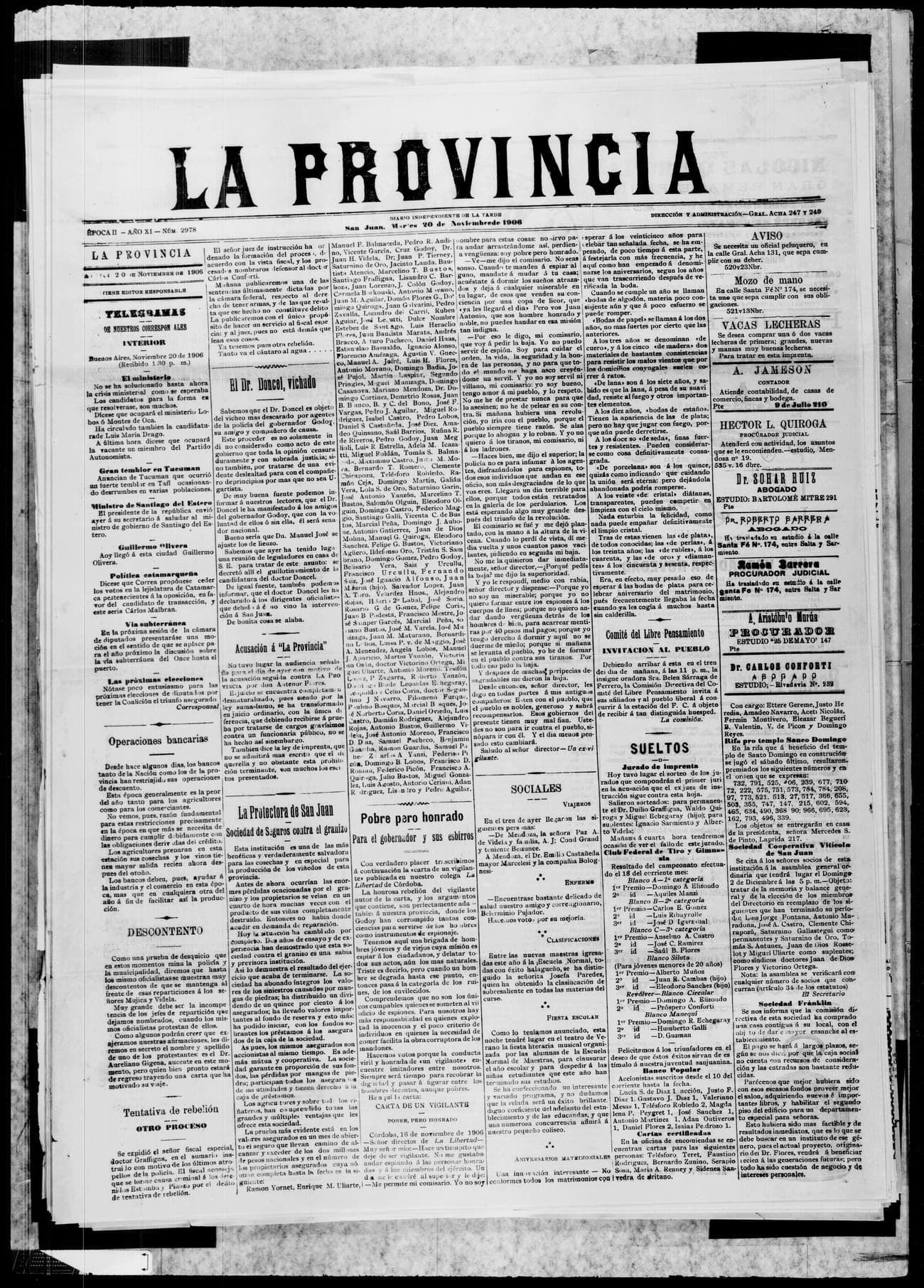 Portada · 20 de Noviembre de 1906