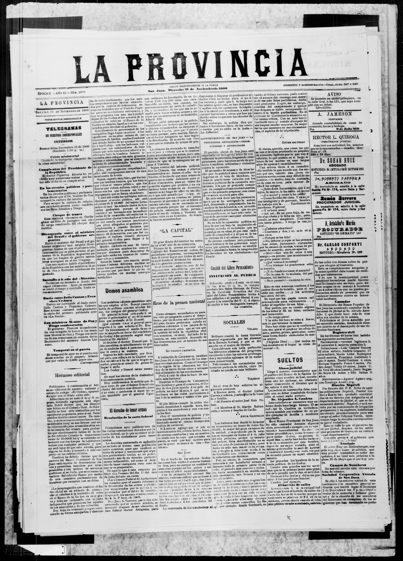 Portada · 21 de Noviembre de 1906