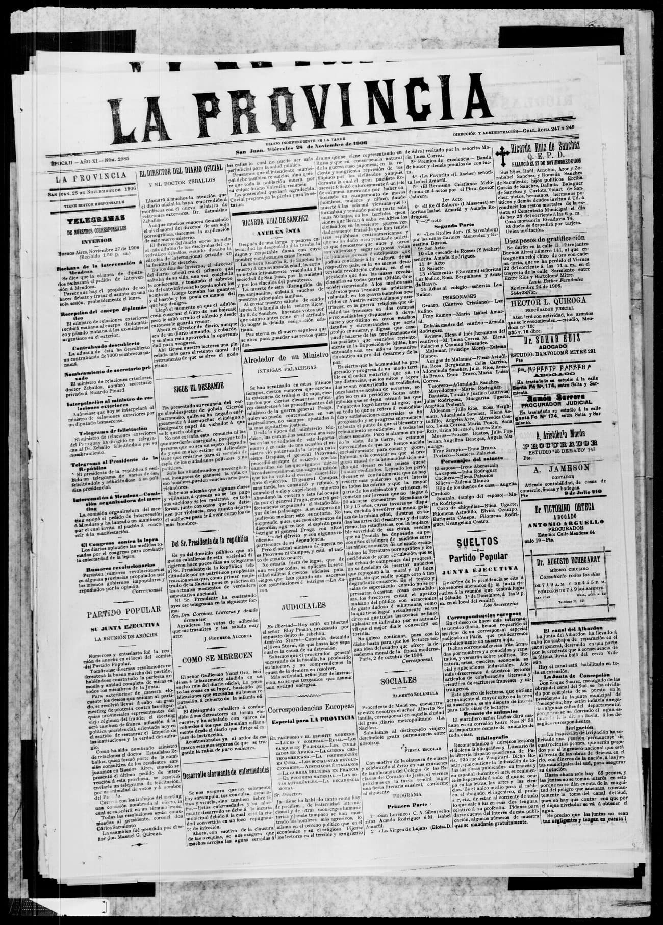 Portada · 28 de Noviembre de 1906