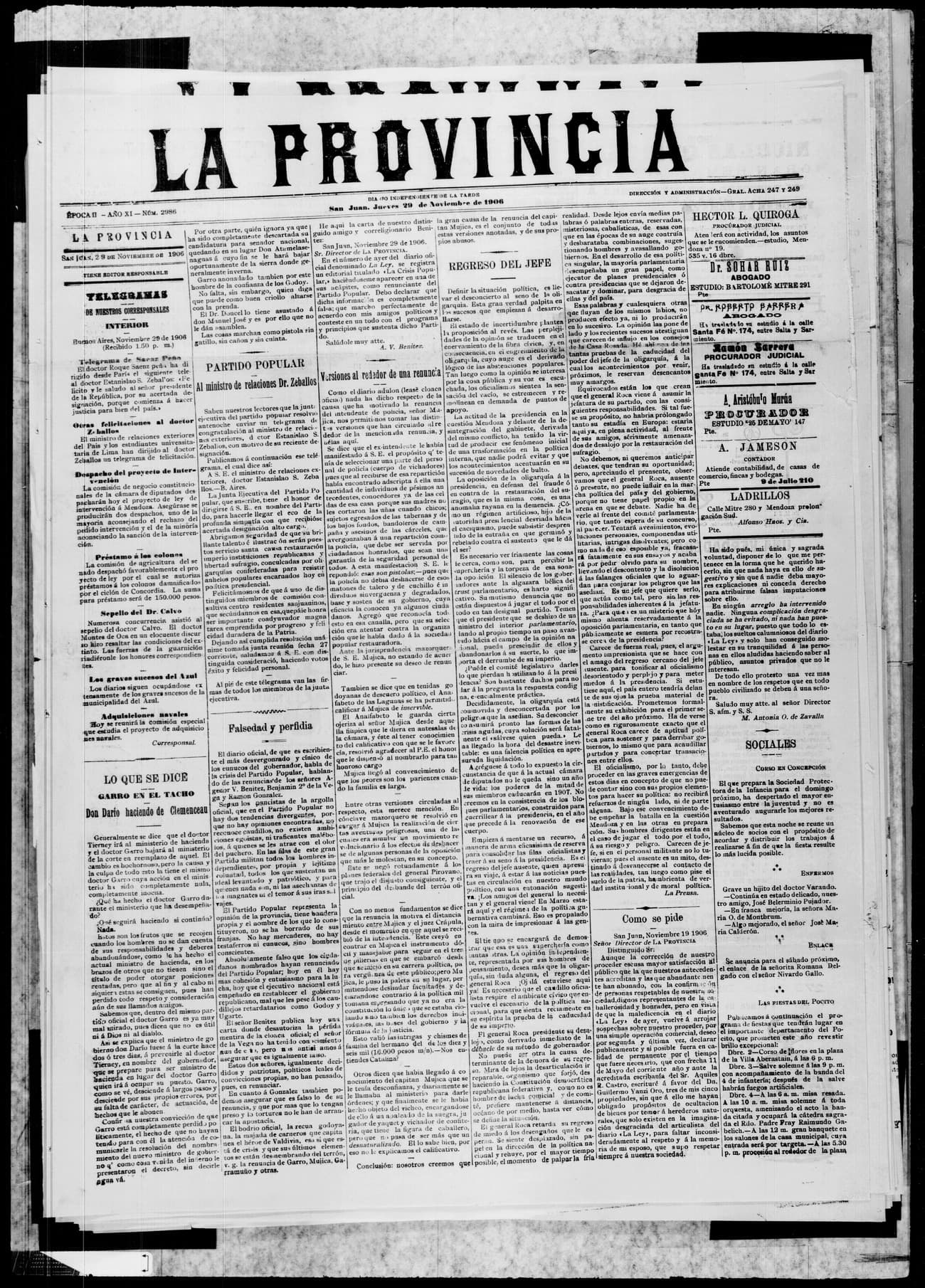 Portada · 29 de Noviembre de 1906