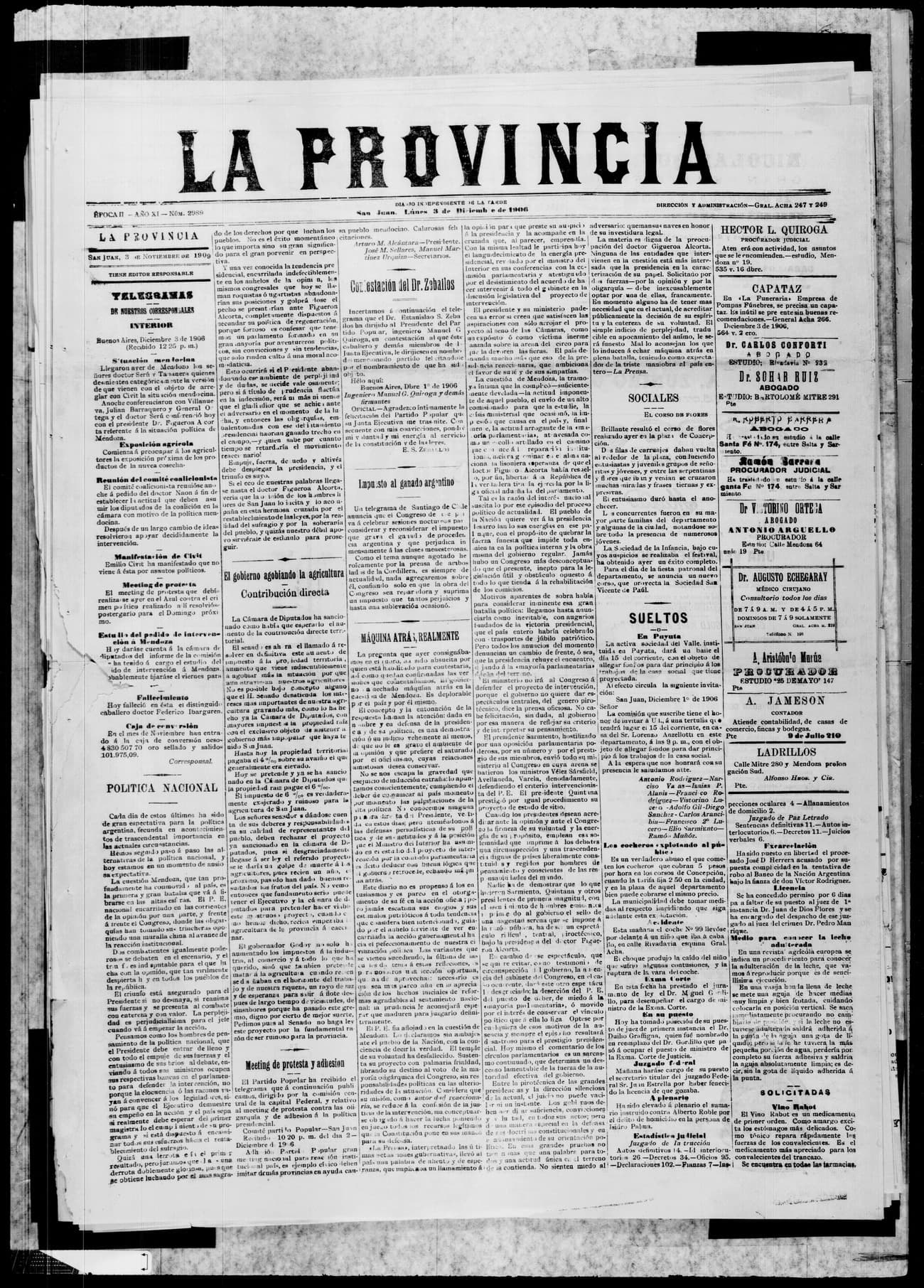 Portada · 3 de Diciembre de 1906