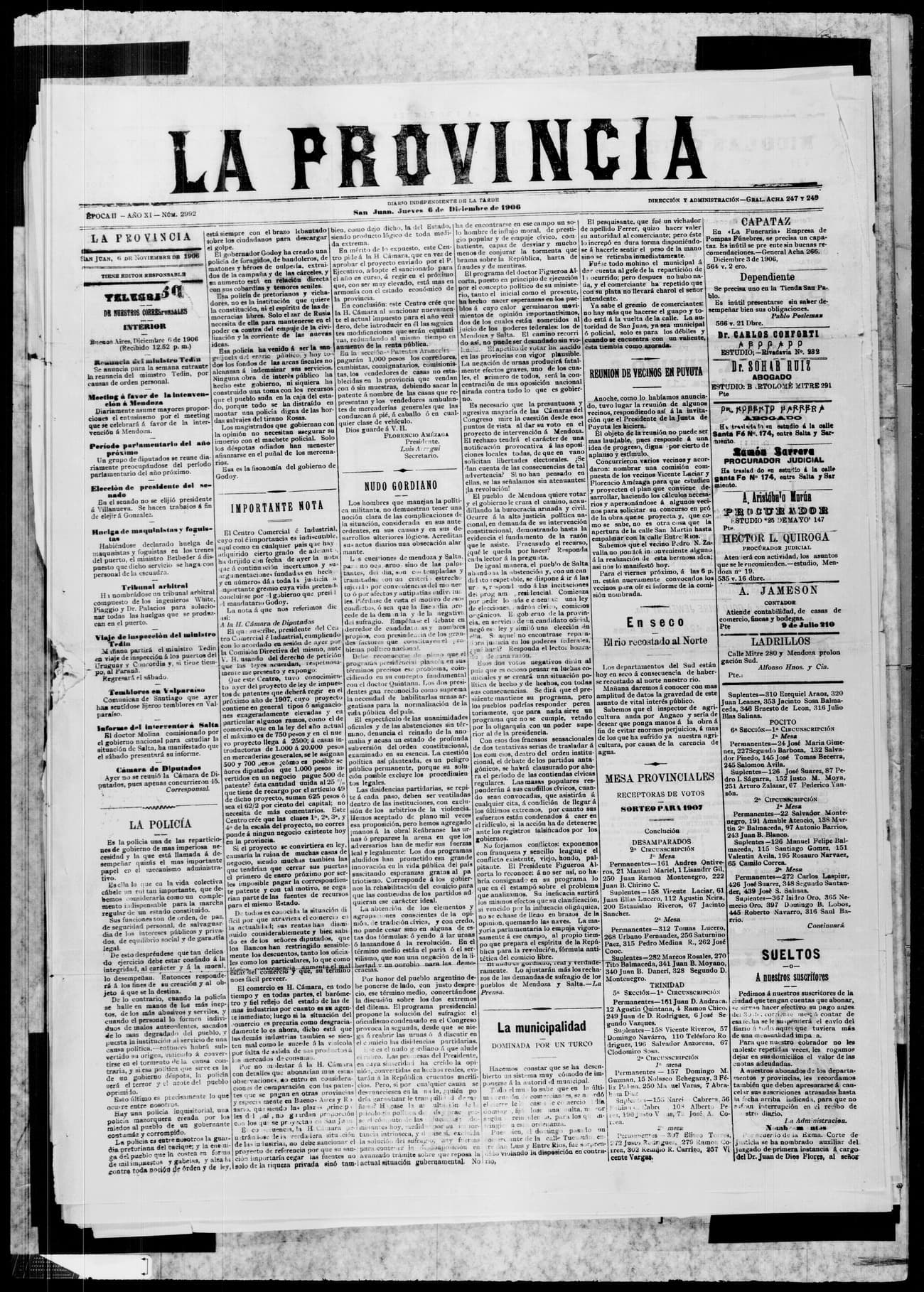 Portada · 6 de Diciembre de 1906