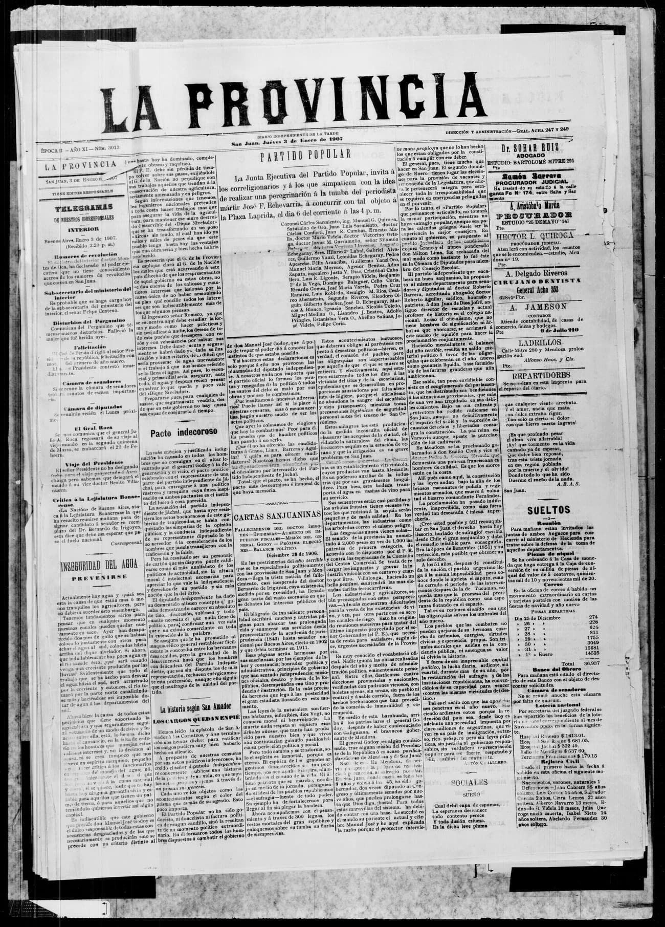Portada · 3 de Enero de 1907