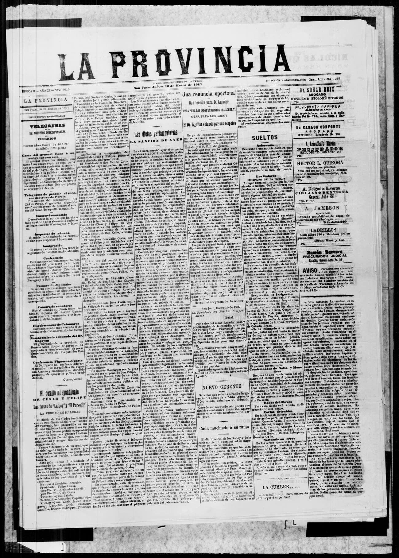 Portada · 10 de Enero de 1907