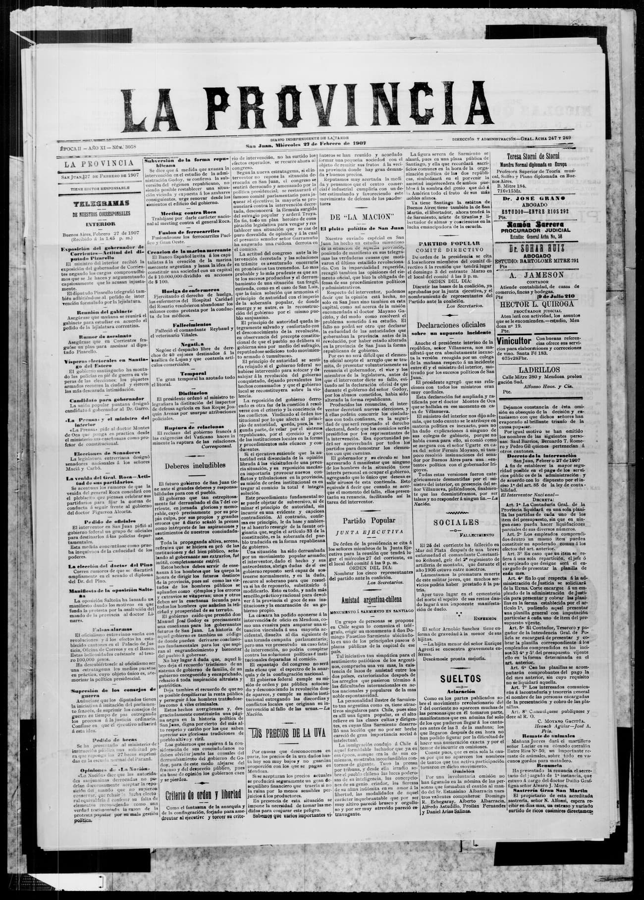 Portada · 27 de Febrero de 1907
