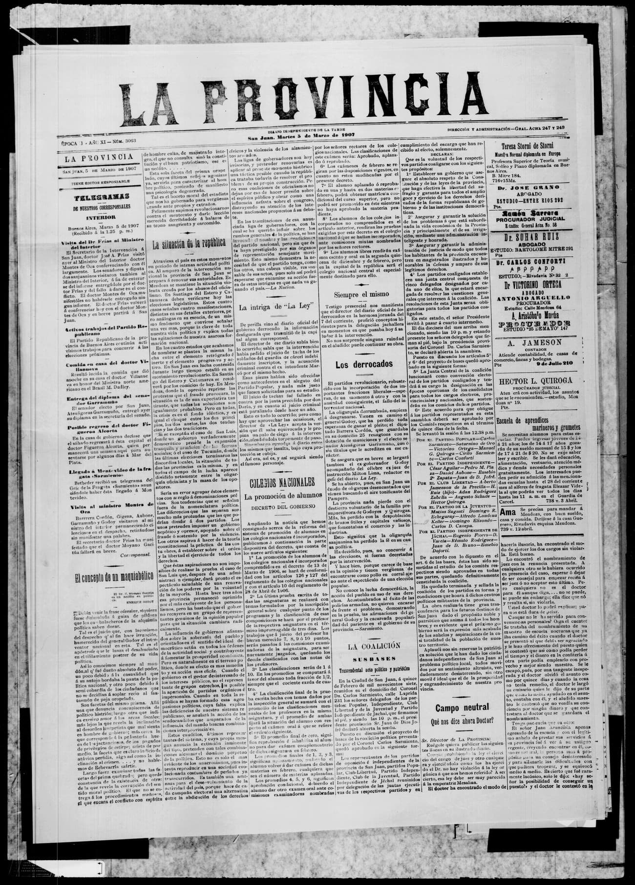 Portada · 5 de Marzo de 1907