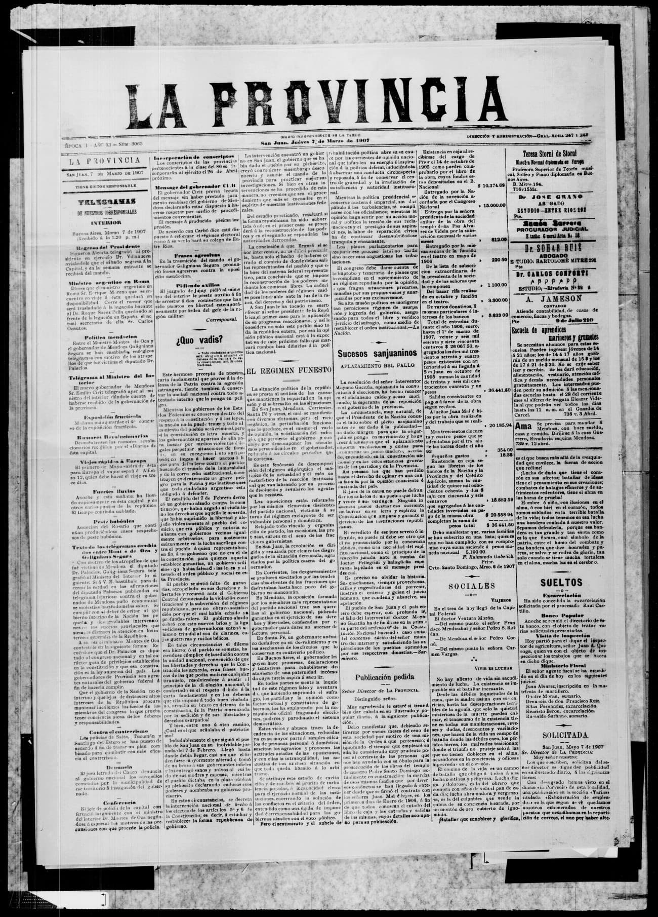 Portada · 7 de Marzo de 1907