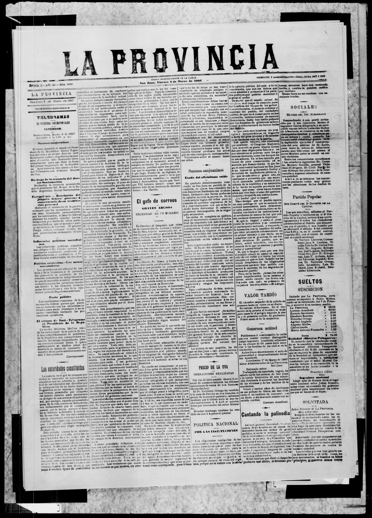 Portada · 8 de Marzo de 1907