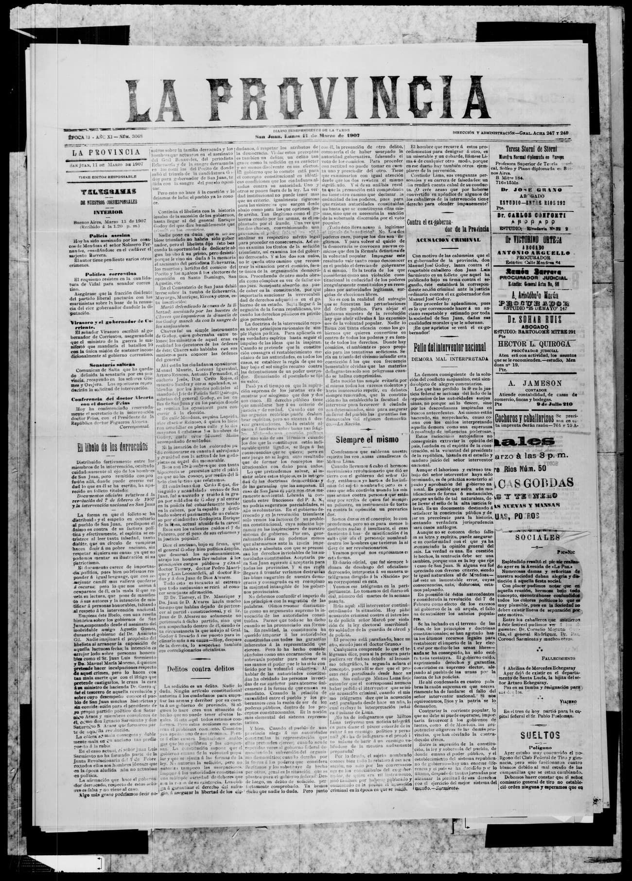 Portada · 11 de Marzo de 1907