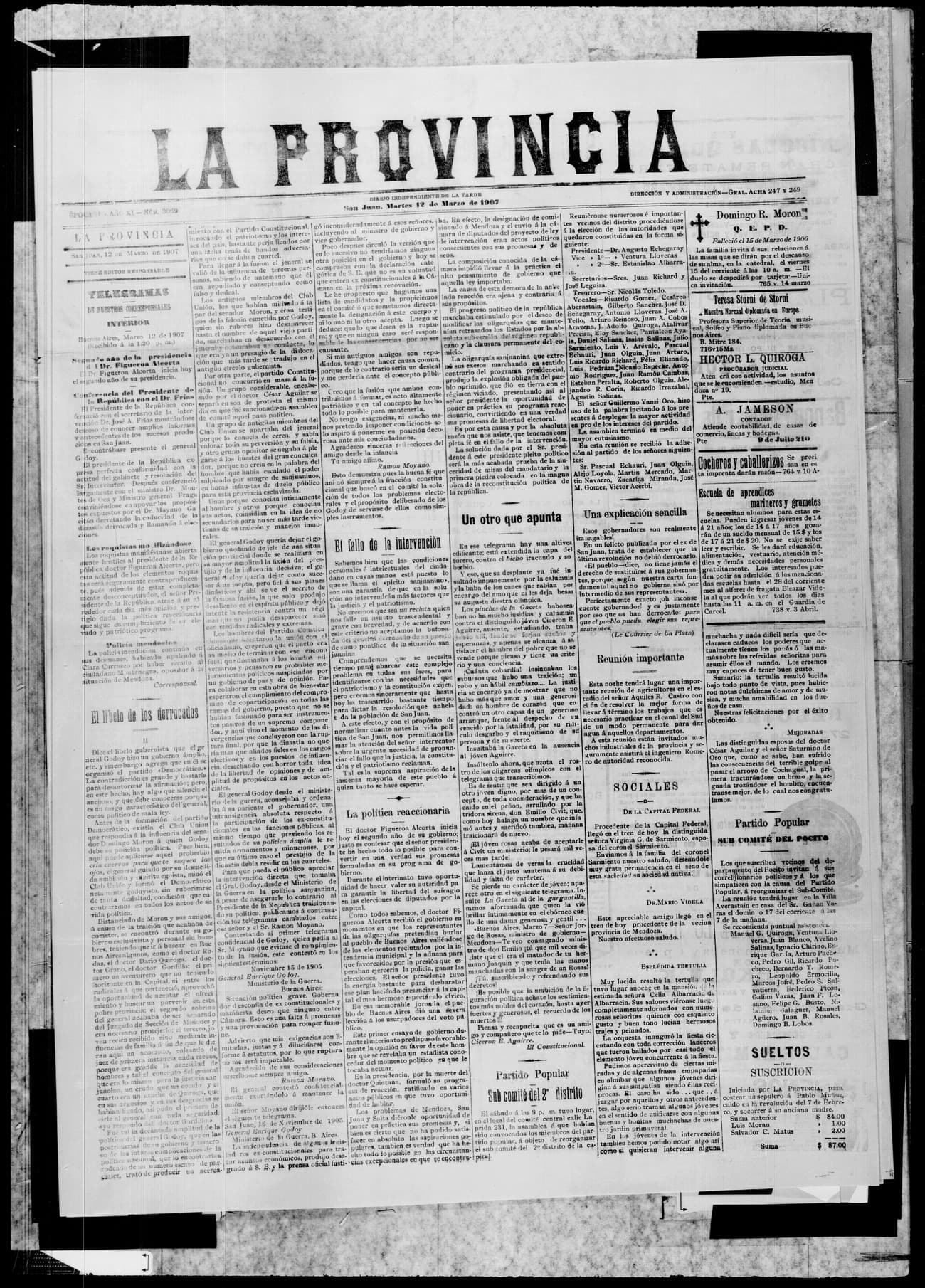 Portada · 12 de Marzo de 1907
