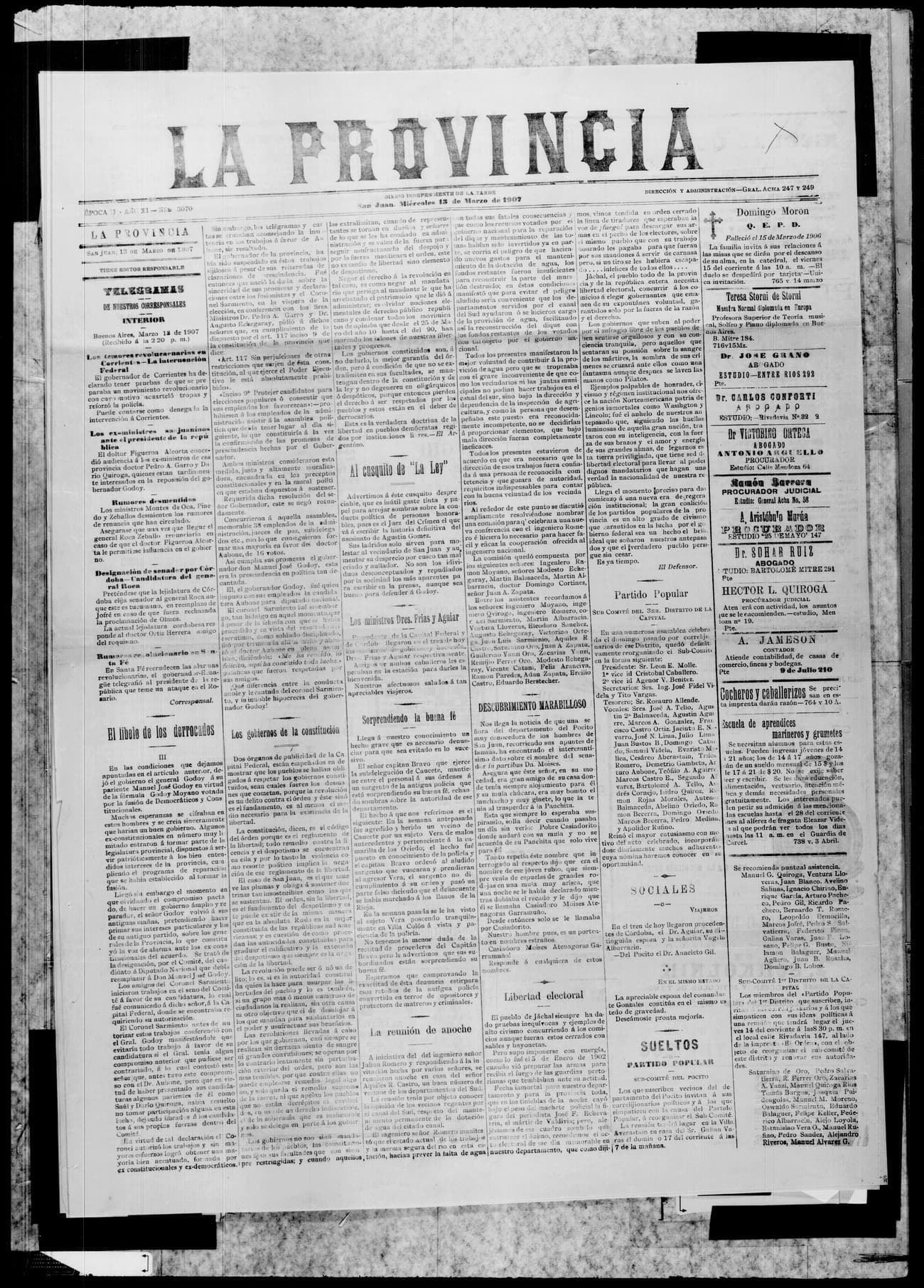 Portada · 13 de Marzo de 1907