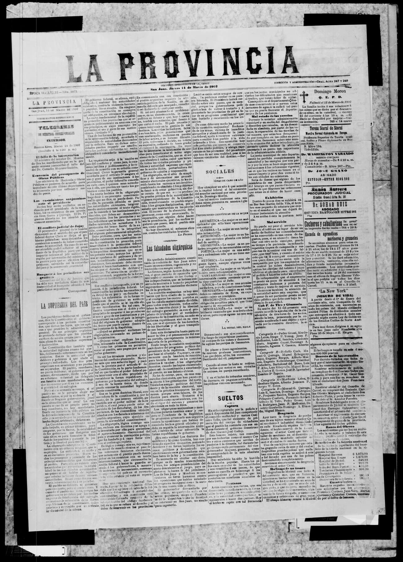 Portada · 14 de Marzo de 1907