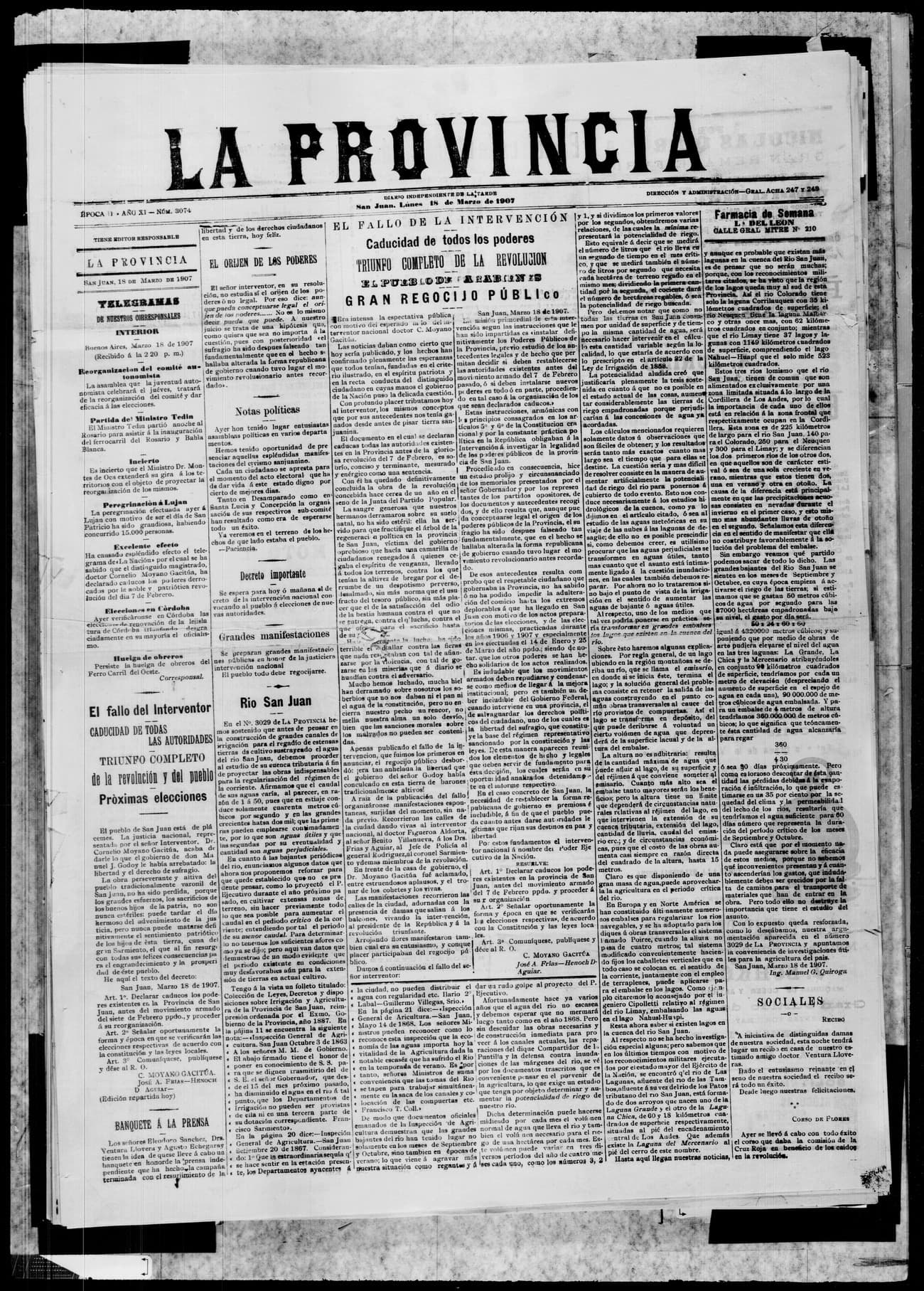 Portada · 18 de Marzo de 1907
