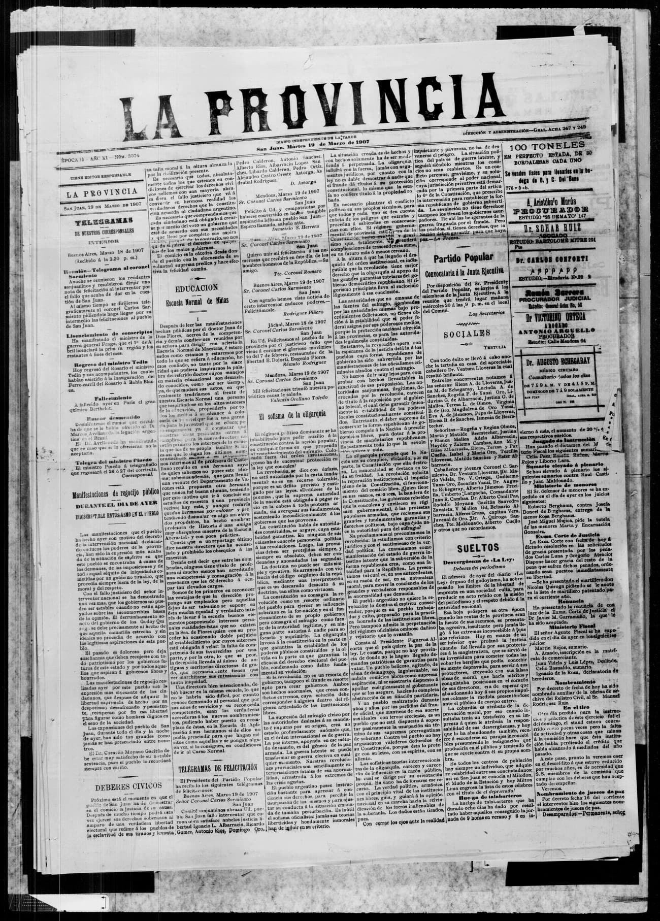 Portada · 19 de Marzo de 1907