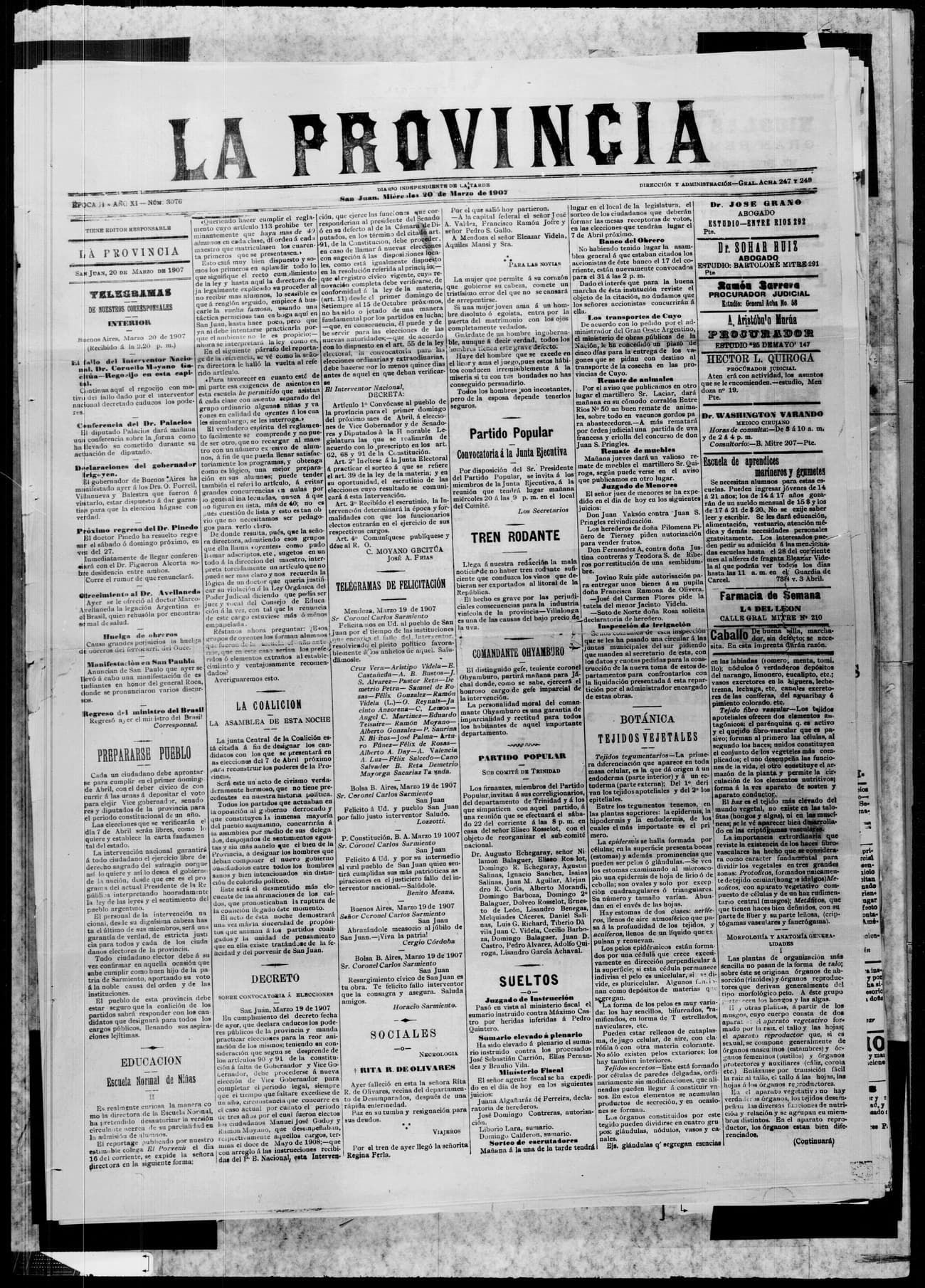 Portada · 20 de Marzo de 1907