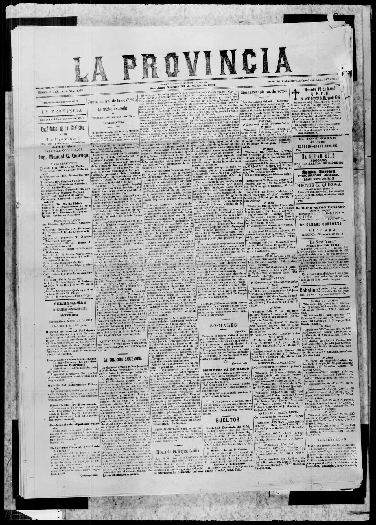Portada · 22 de Marzo de 1907