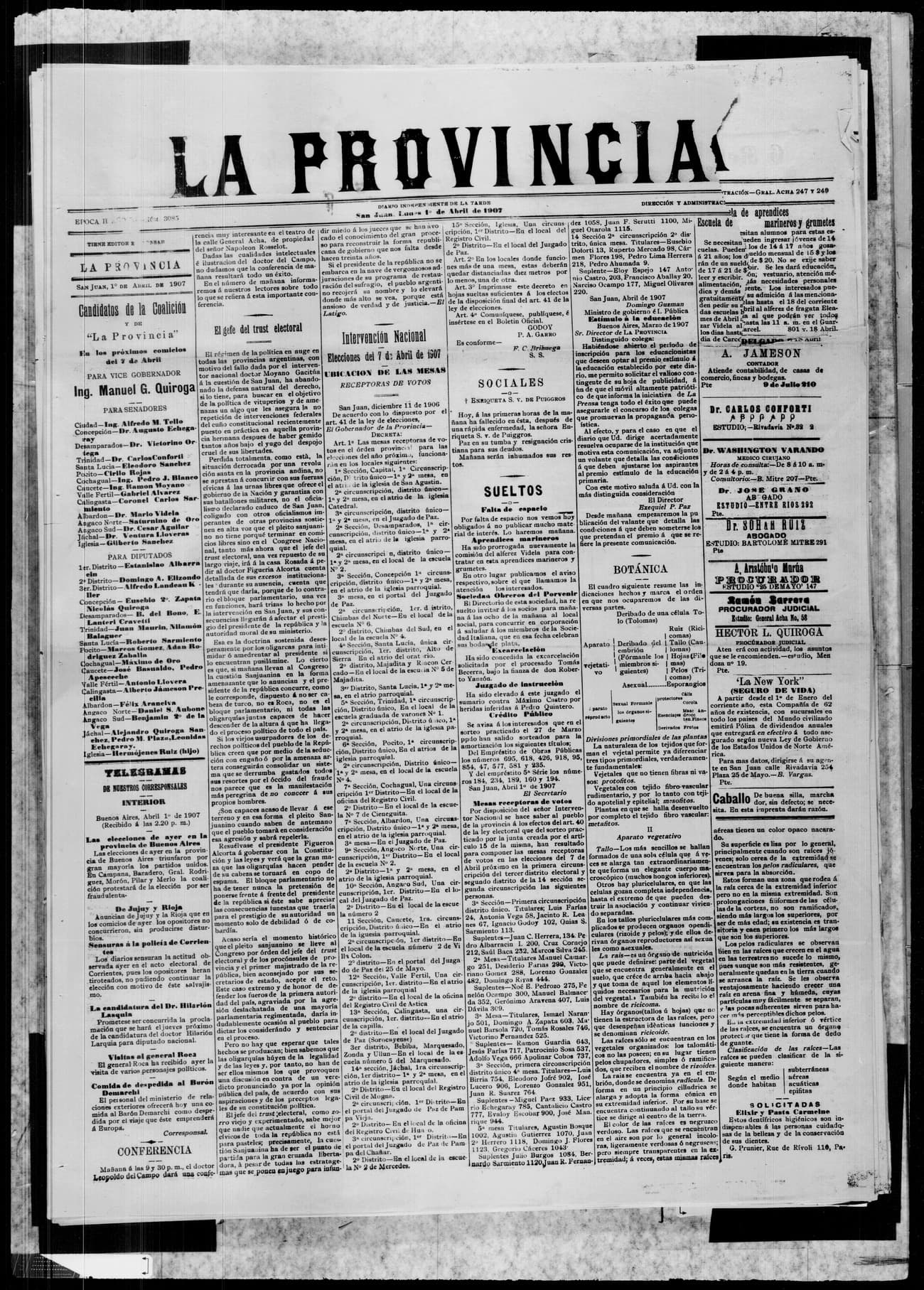 Portada · 1 de Abril de 1907