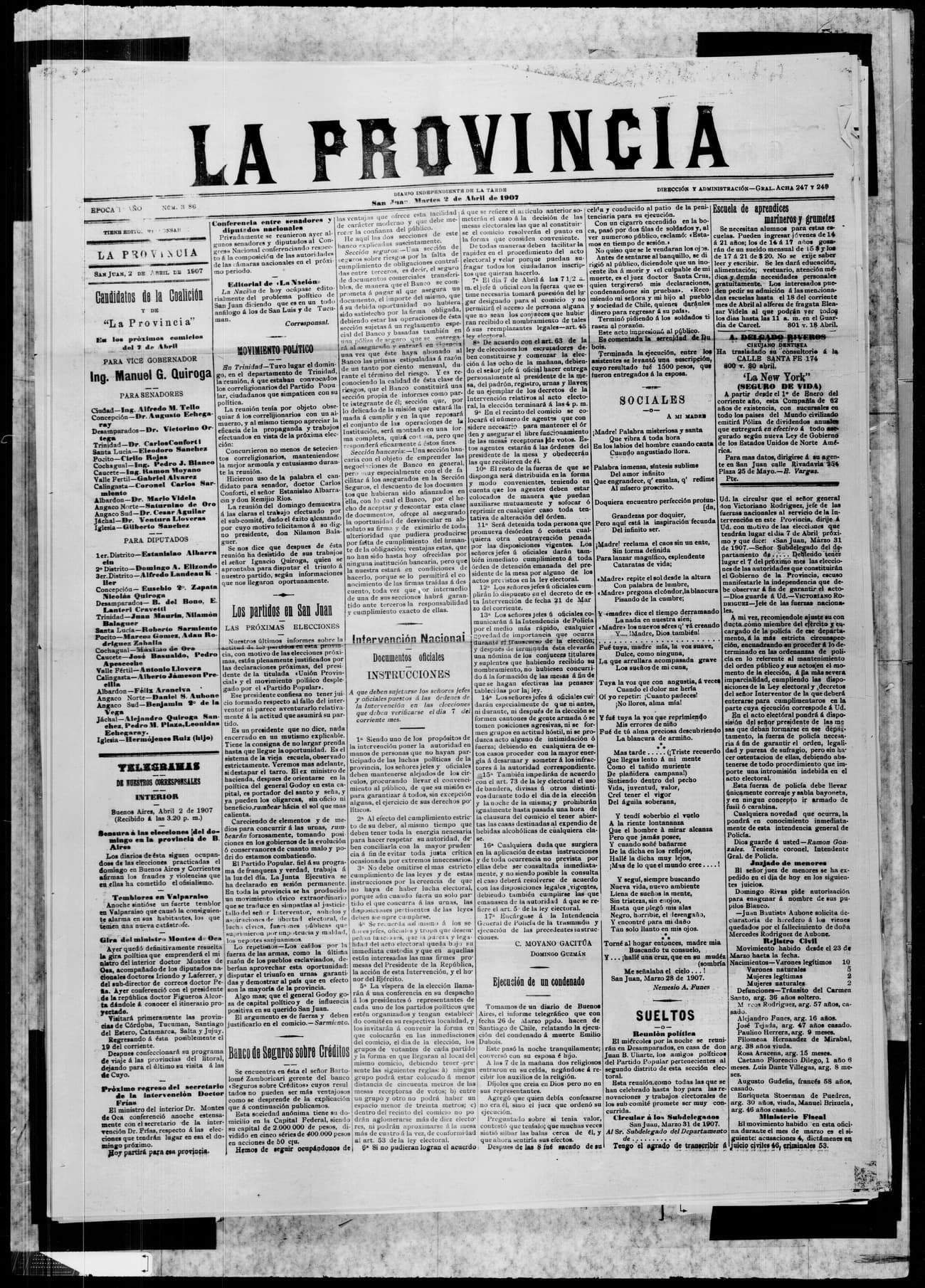 Portada · 2 de Abril de 1907