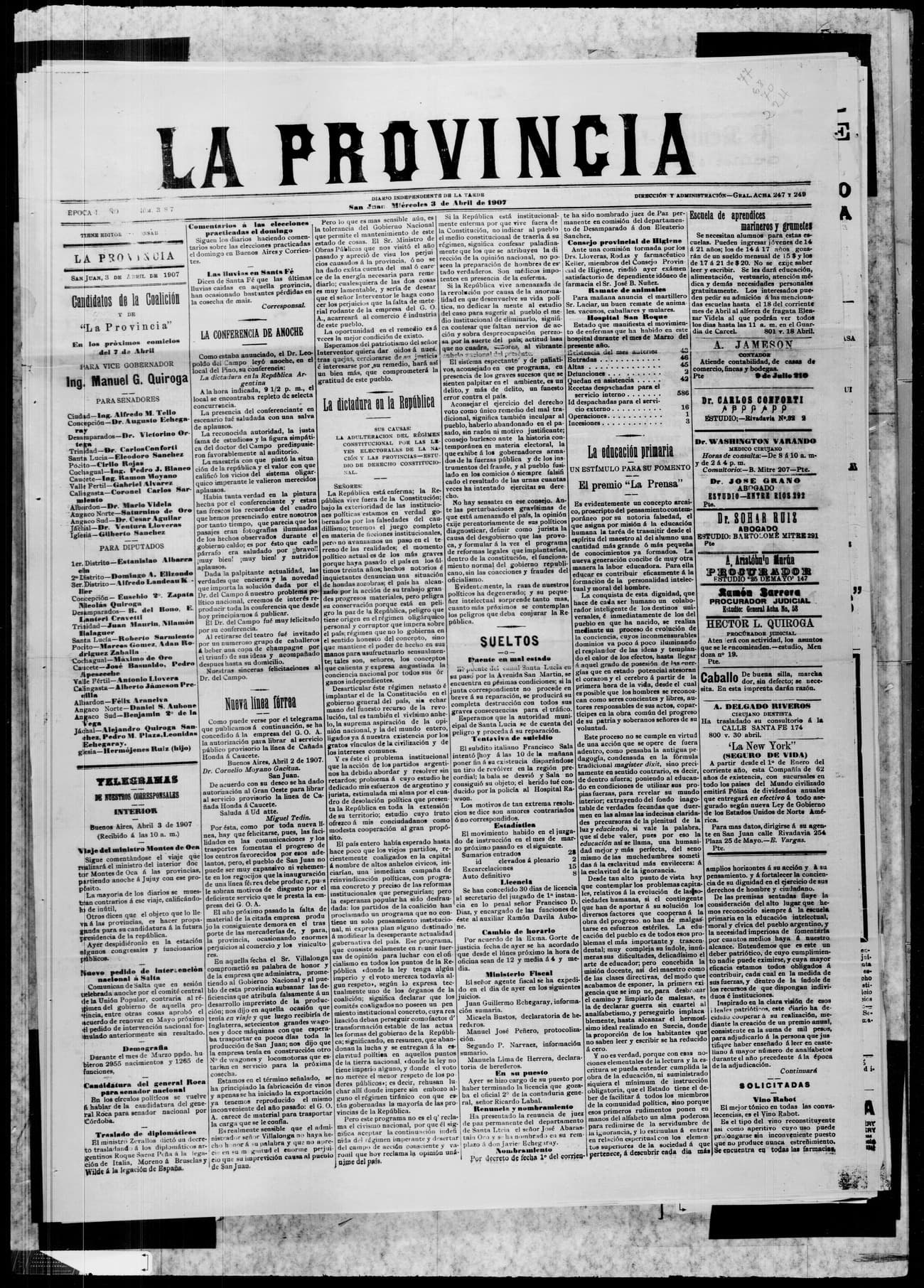 Portada · 3 de Abril de 1907