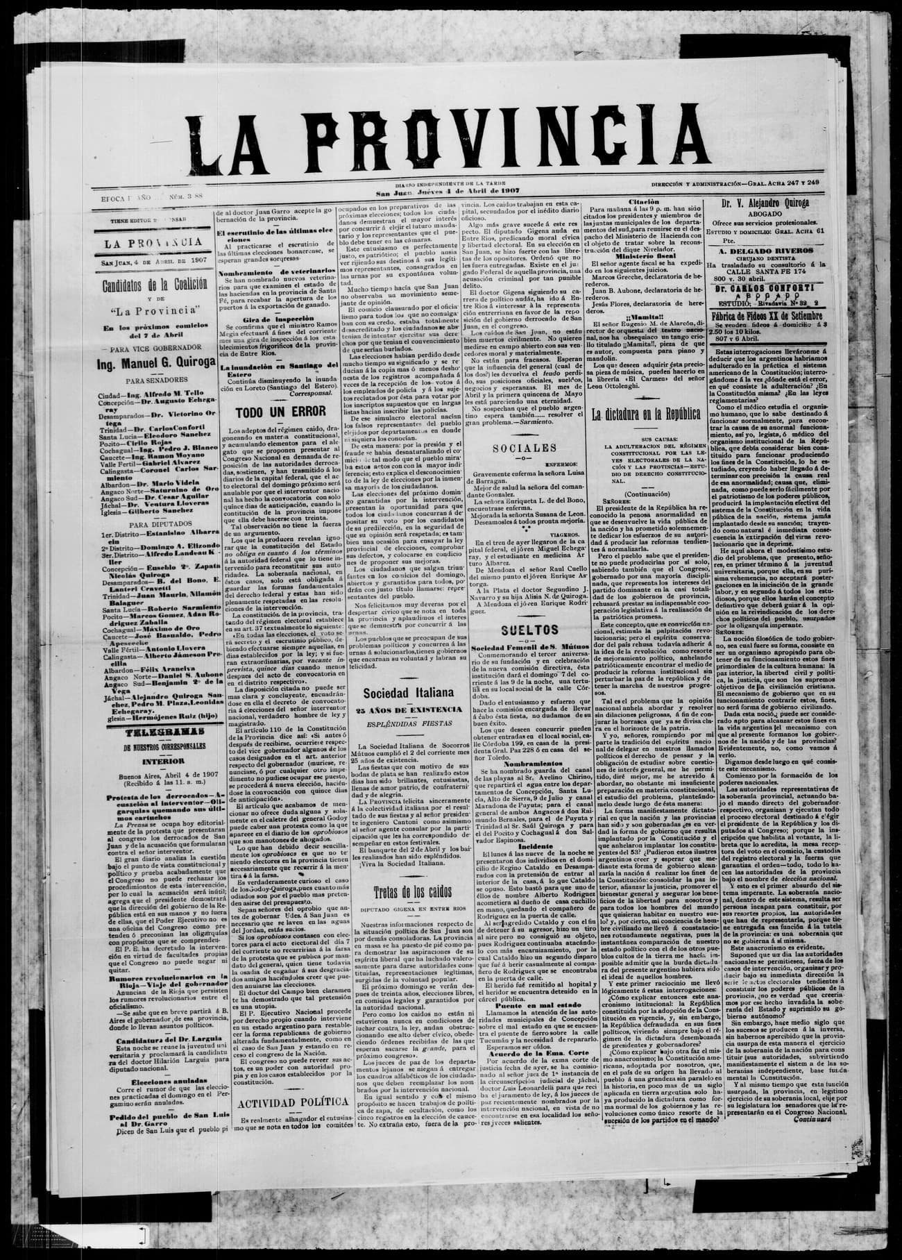 Portada · 4 de Abril de 1907