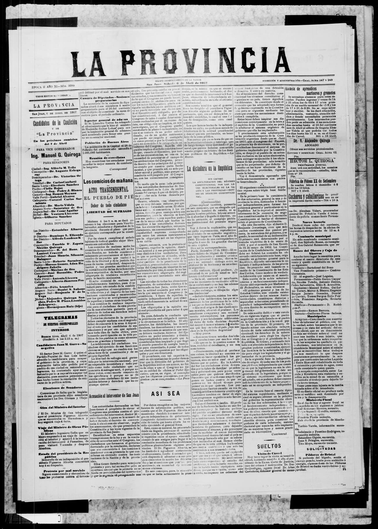 Portada · 6 de Abril de 1907