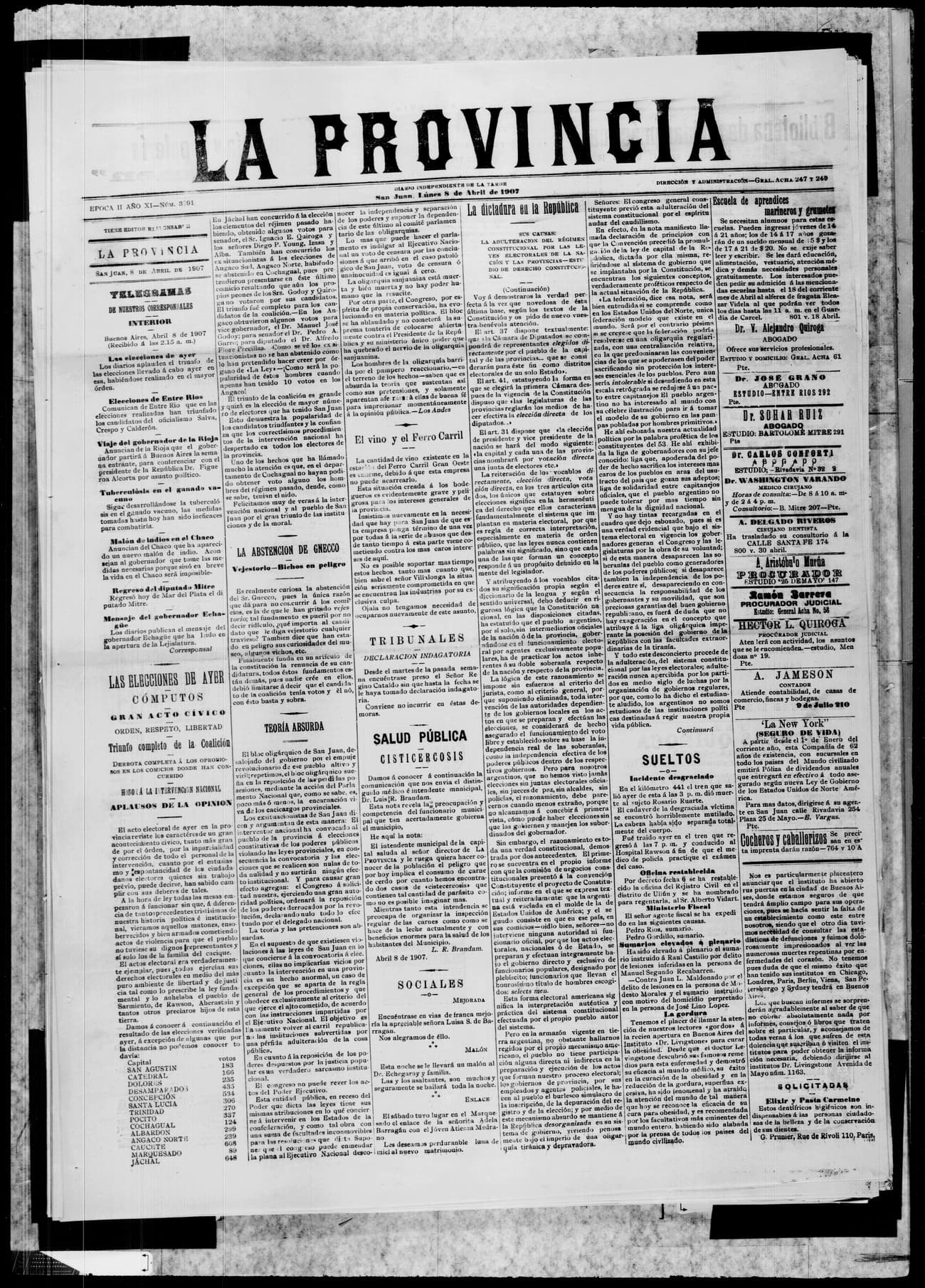 Portada · 8 de Abril de 1907