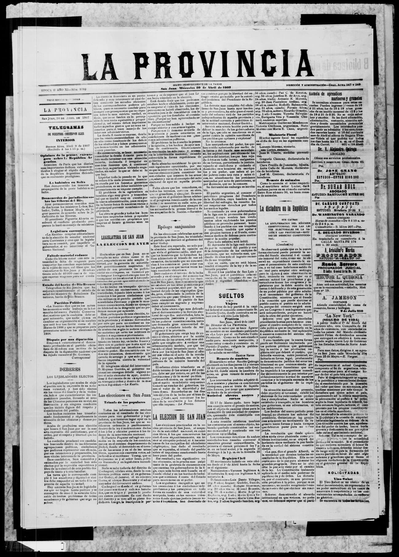 Portada · 10 de Abril de 1907