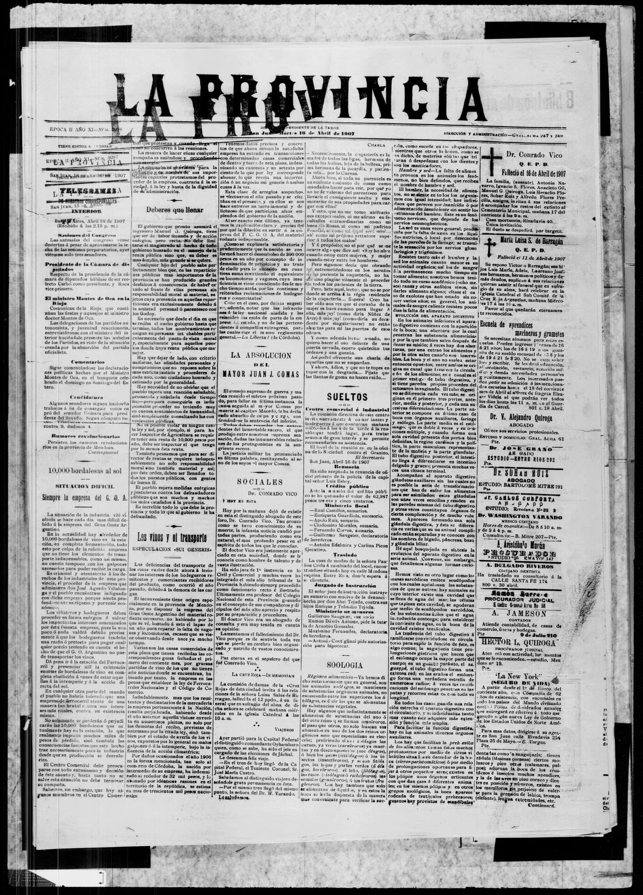 Portada · 16 de Abril de 1907