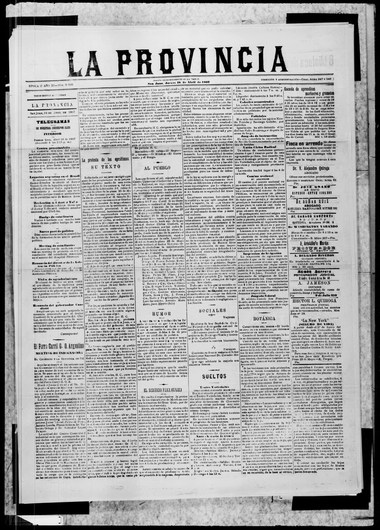 Portada · 18 de Abril de 1907