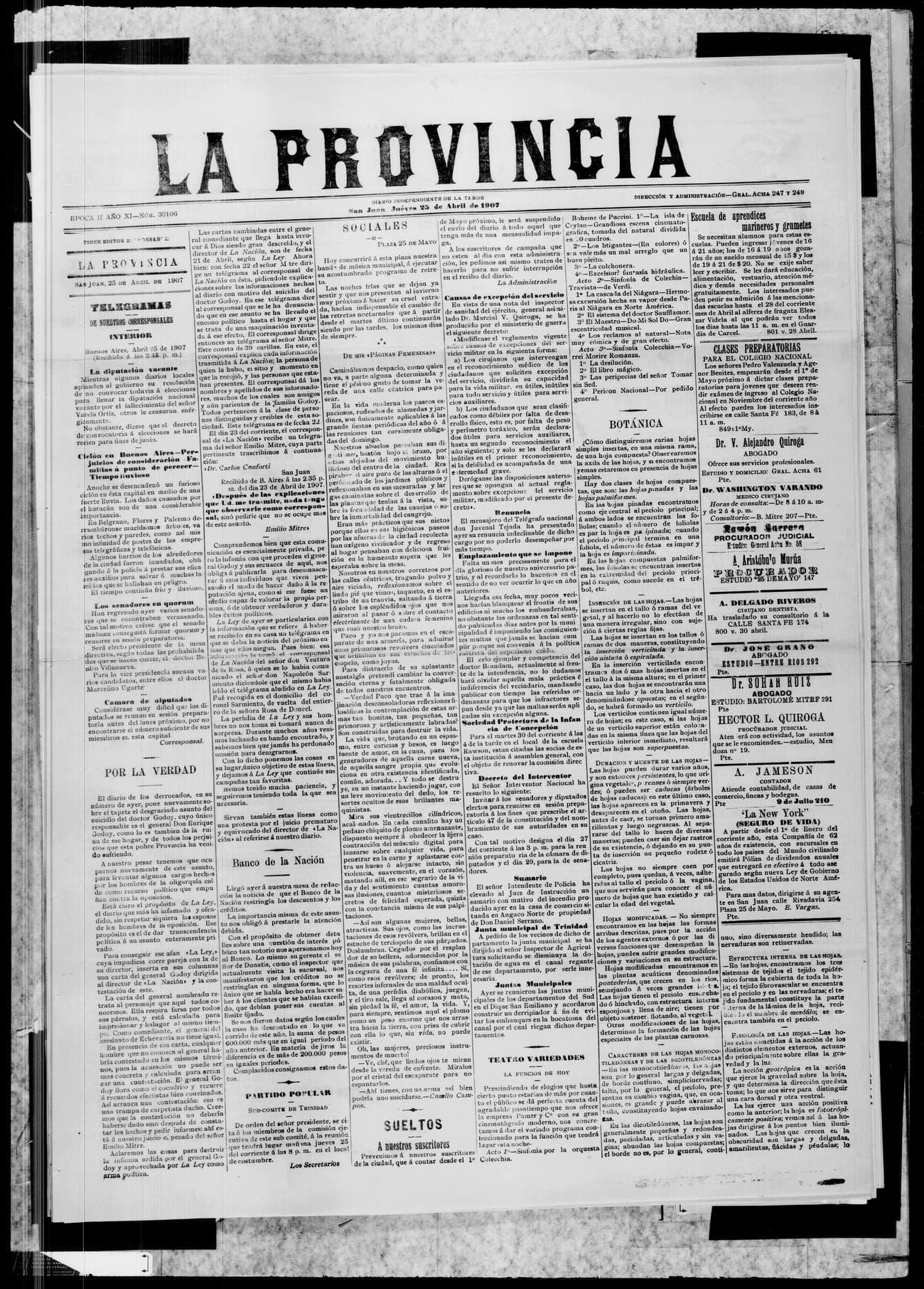 Portada · 25 de Abril de 1907