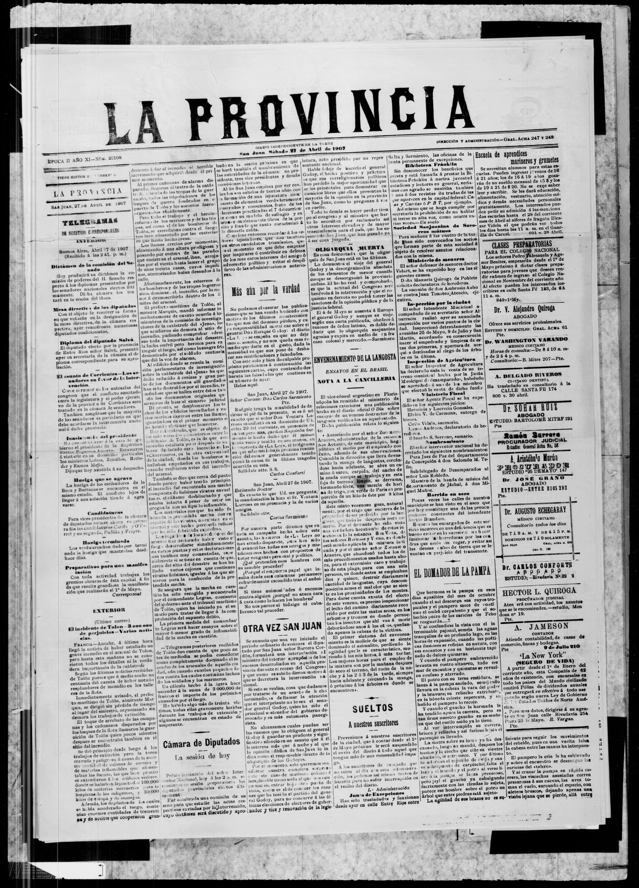 Portada · 27 de Abril de 1907