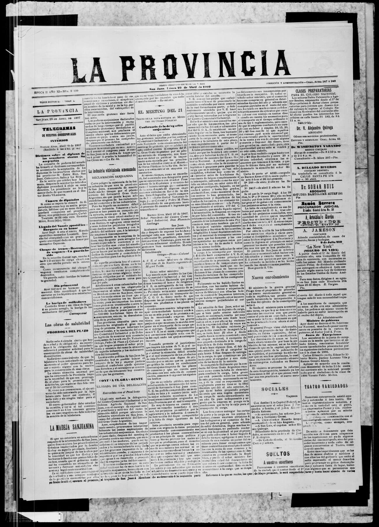 Portada · 29 de Abril de 1907